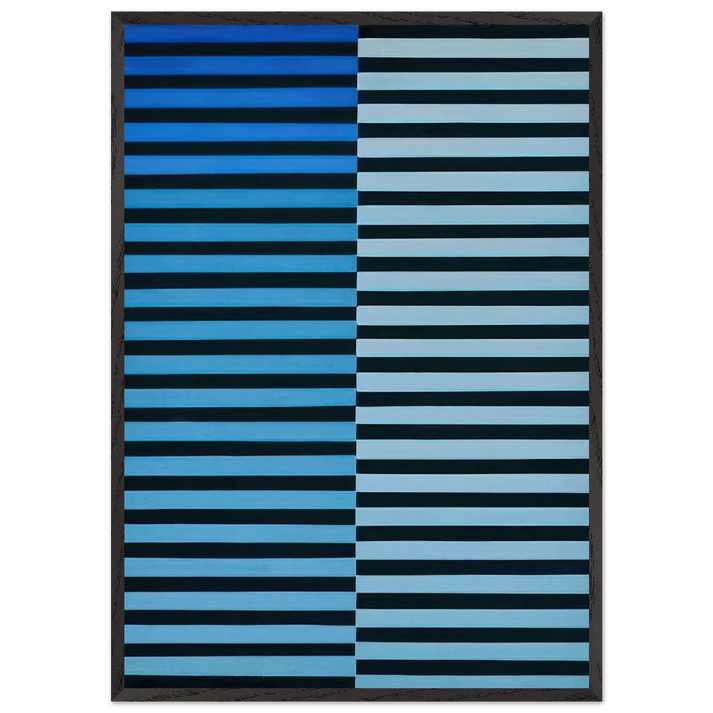 Ricerca del colore azzurro su nero - 1968 - Dadamaino 70x100 cm / 28x40 inches Framed Art Print – Black Wooden Frame