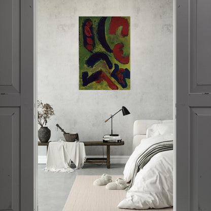 Abstract Composition in Green and Red - Barnett Newman Brushed Aluminum Print - 70x100 cm / 28x40 inches | Barnett Newman Aluminum Print | Barnett Newman Prints