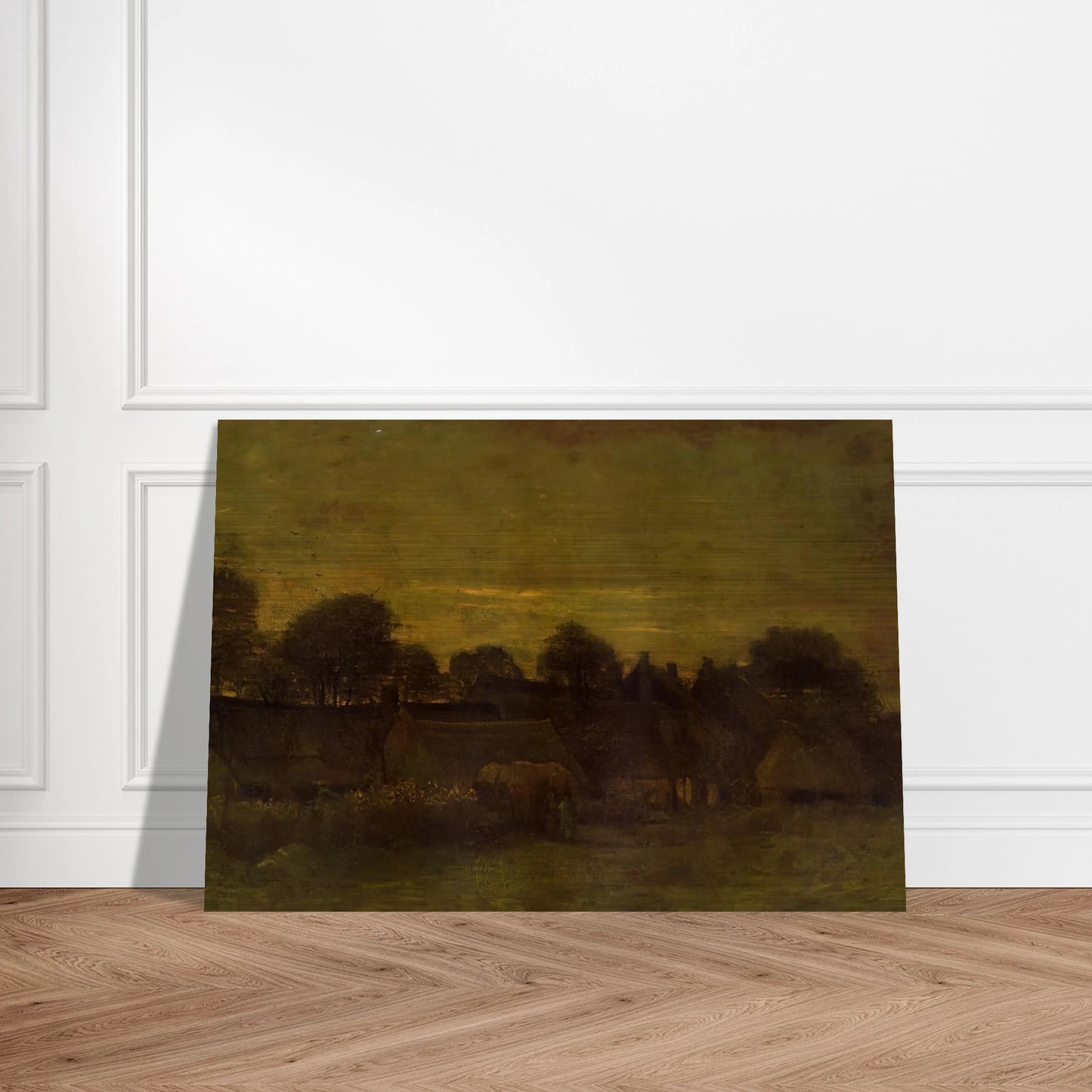 Village at sunset - Vincent van Gogh Brushed Aluminum Print - 70x100 cm / 28x40 inches | Vincent van Gogh Aluminum Print | Vincent van Gogh Prints