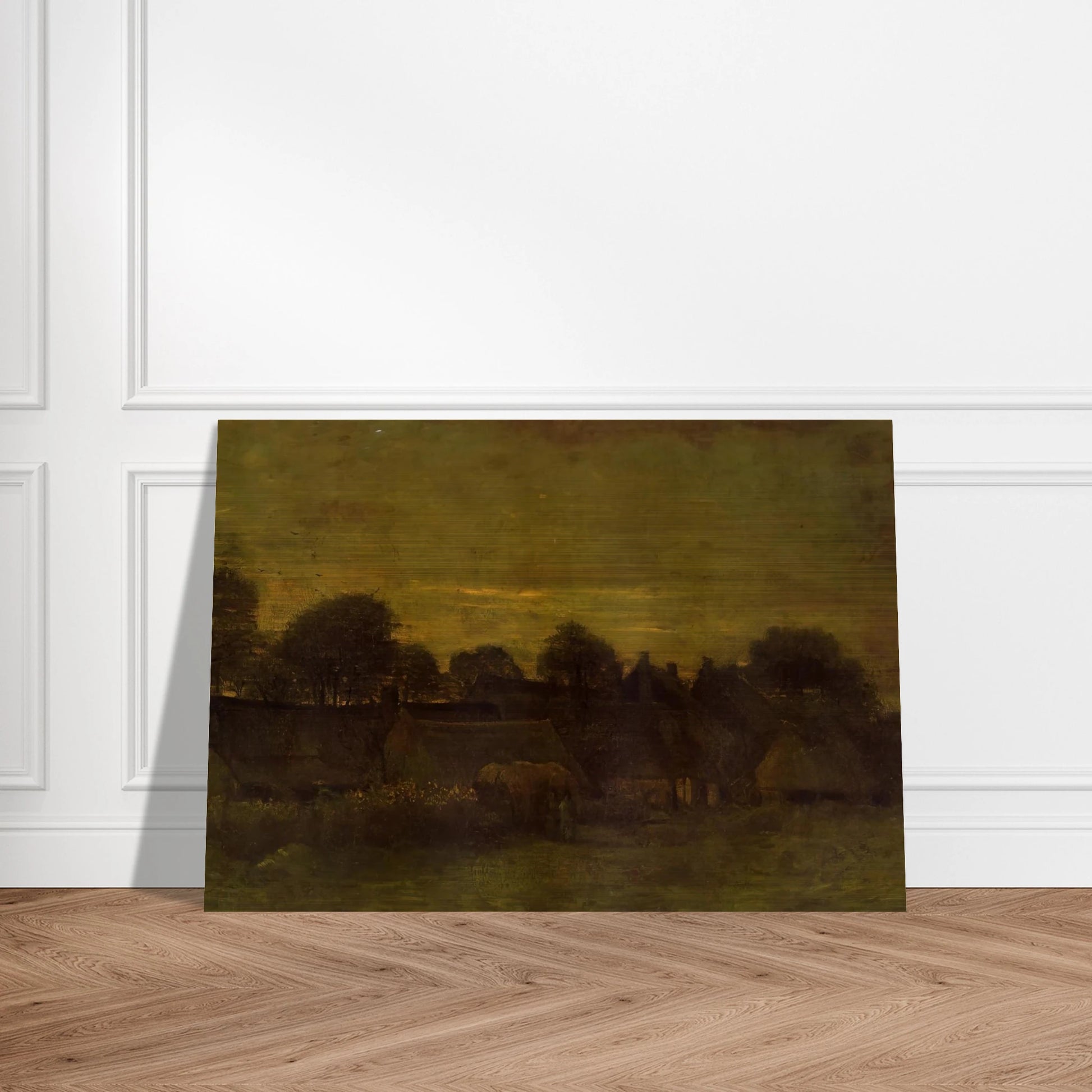 Village at sunset - Vincent van Gogh Brushed Aluminum Print - 70x100 cm / 28x40 inches | Vincent van Gogh Aluminum Print | Vincent van Gogh Prints