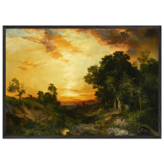 Sunset Amagansett - Thomas Moran 70x100 cm / 28x40 inches Framed Art Print – Black Wooden Frame