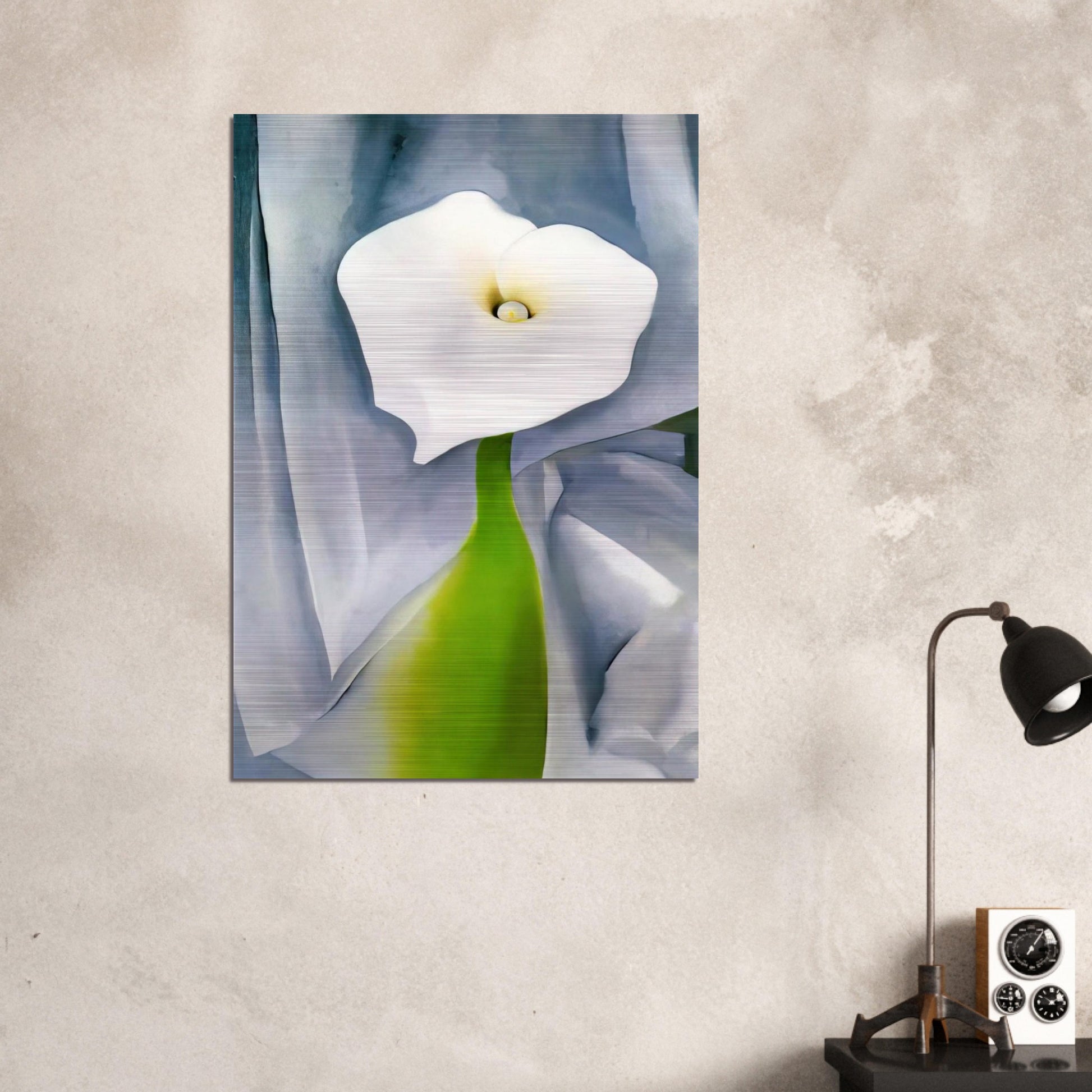 Calla Lily on Grey - Georgia O'Keeffe Brushed Aluminum Print - 70x100 cm / 28x40 inches | Georgia O'Keeffe Aluminum Print | Georgia O'Keeffe Prints