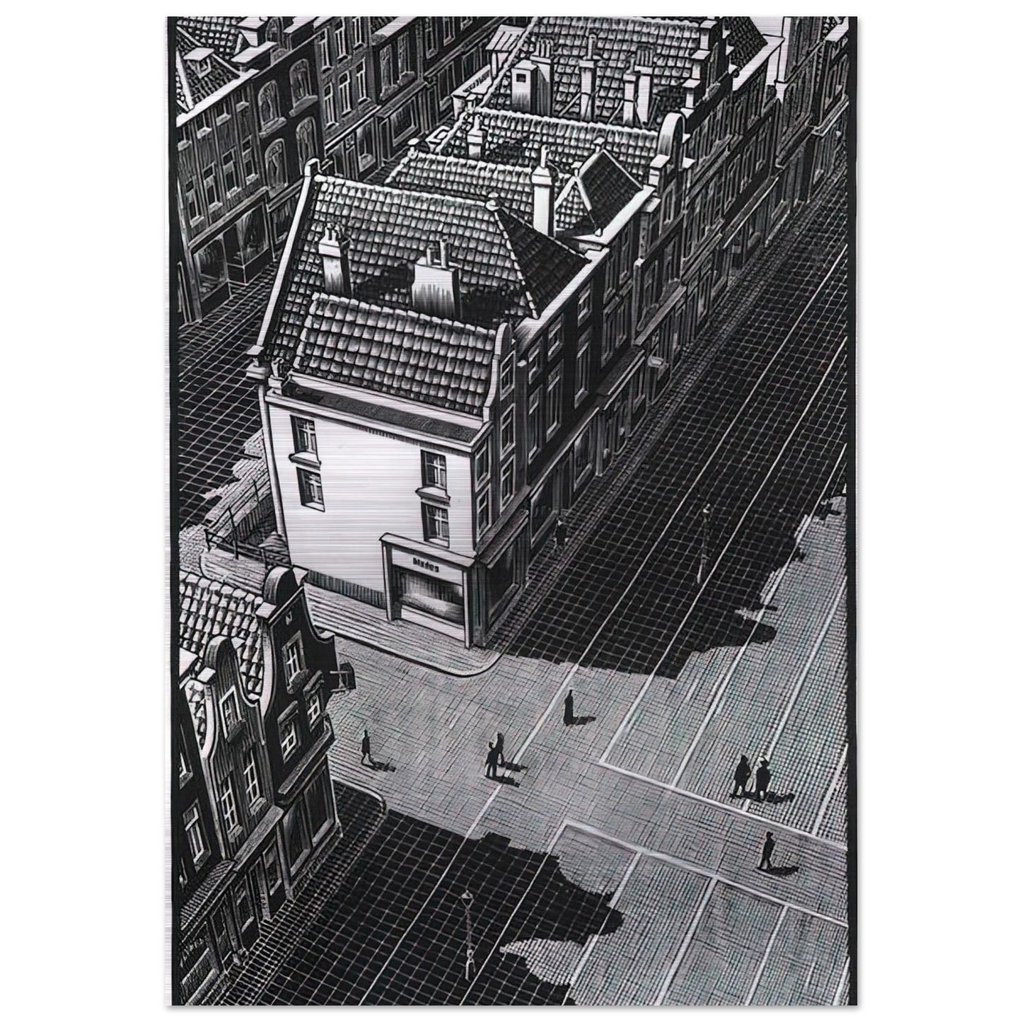 DELFT - MC Escher Brushed Aluminum Print - 70x100 cm / 28x40 inches | MC Escher Aluminum Print | MC Escher Prints | Maurits Cornelis Escher Prints