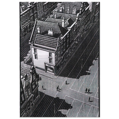DELFT - MC Escher Brushed Aluminum Print - 70x100 cm / 28x40 inches | MC Escher Aluminum Print | MC Escher Prints | Maurits Cornelis Escher Prints