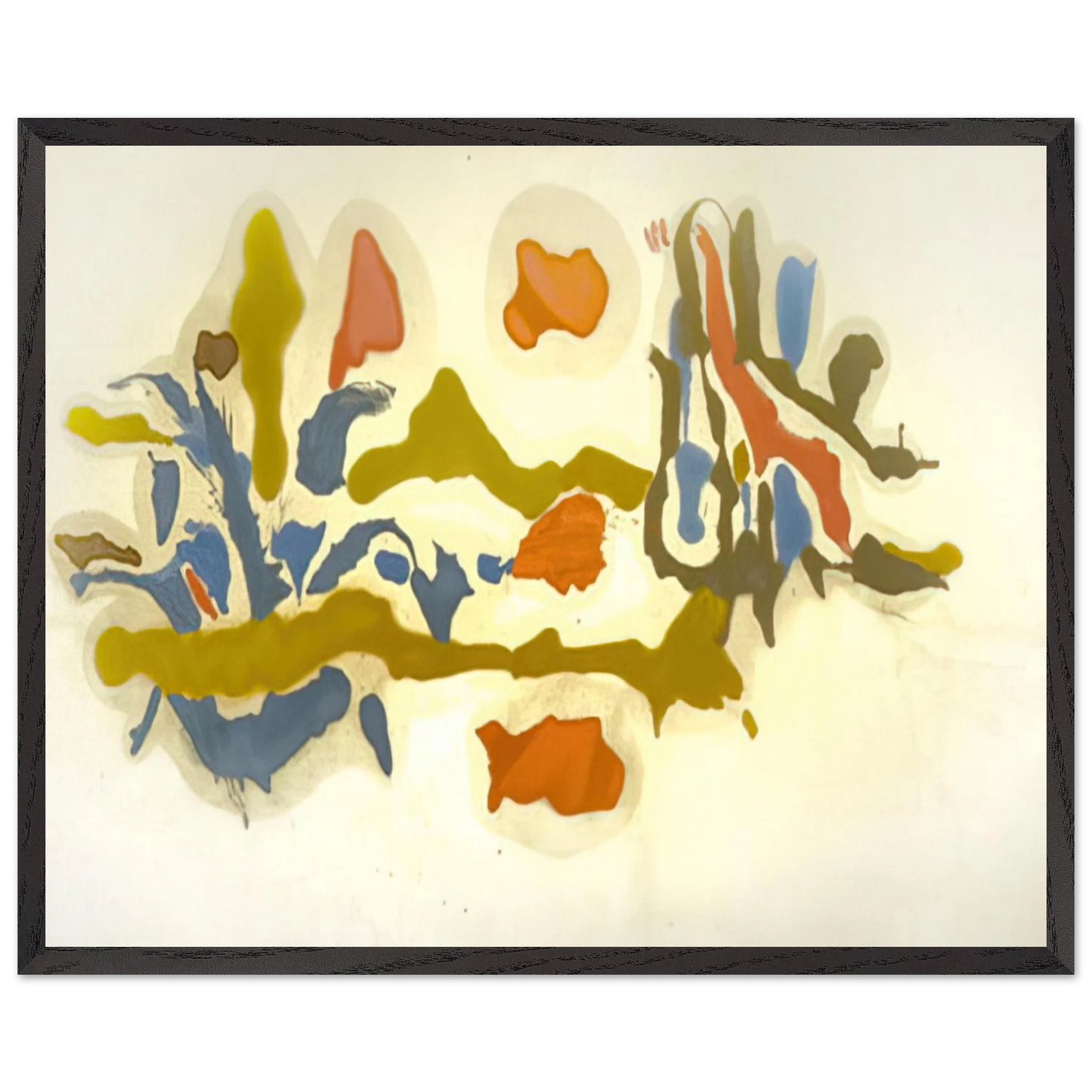 Helen Frankenthaler - Seascape with Dunes - 1962 Wall art - 70x100 cm / 28x40 inches - Premium Wooden Framed Poster With Fine Art Paper-canvas - White frame