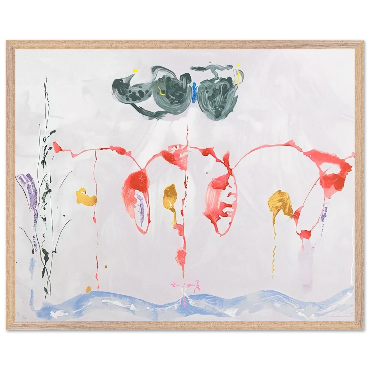 Helen Frankenthaler - Aerie - 2009 Wall art - 45x60 cm / 18x24 inches - Premium Wooden Framed Poster With Fine Art Paper-canvas - White frame