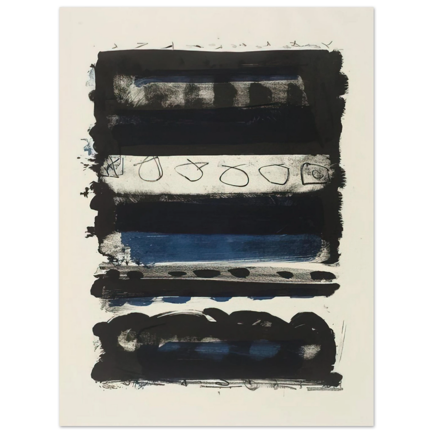 Patrick Heron - Black and Blue Stripes - 1958  75x100 cm / 30x40inches Fine Art Poster