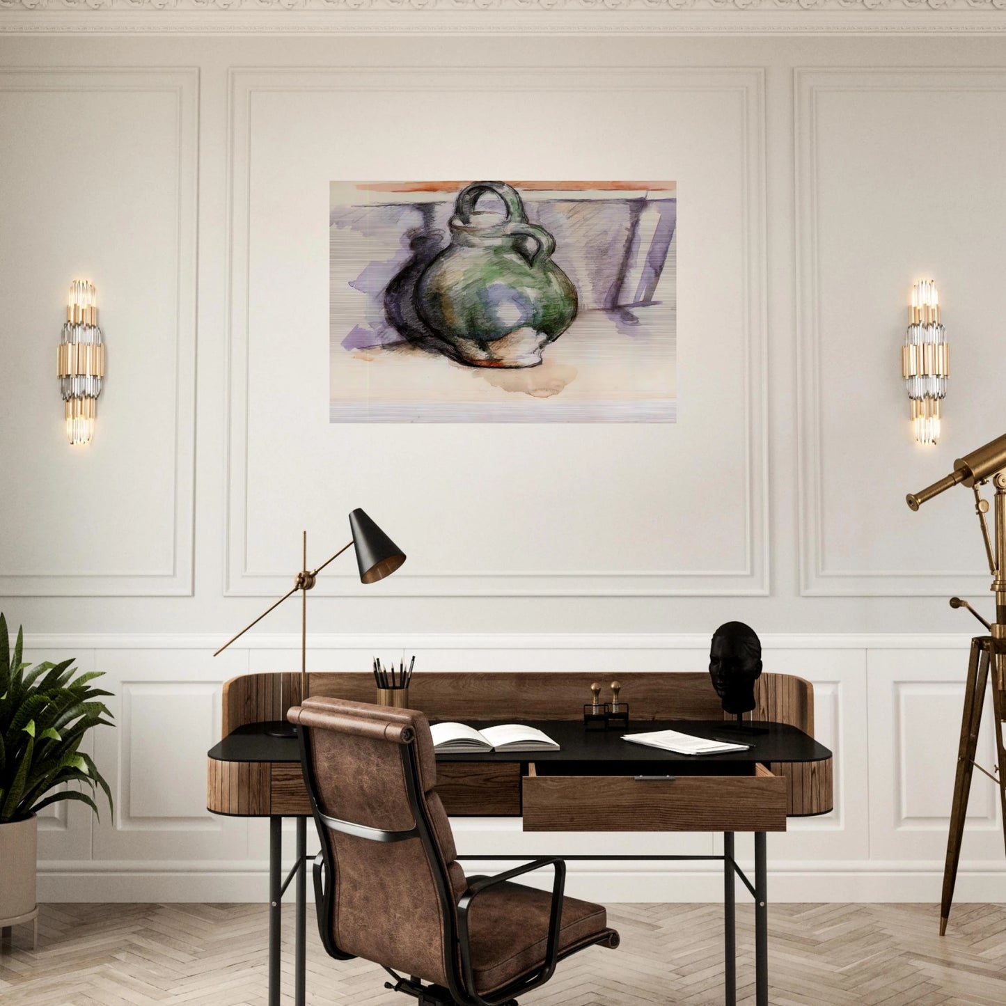 The Green Pitcher - Paul Cézanne Brushed Aluminum Print - 70x100 cm / 28x40 inches | Paul Cézanne Aluminum Print | Paul Cézanne Prints