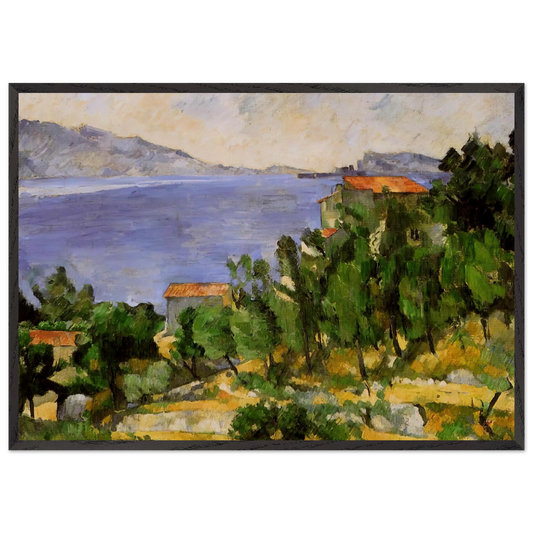 The Bay of LEstaque from the East - Paul Cezanne 70x100 cm / 28x40 inches Framed Art Print – Black Wooden Frame