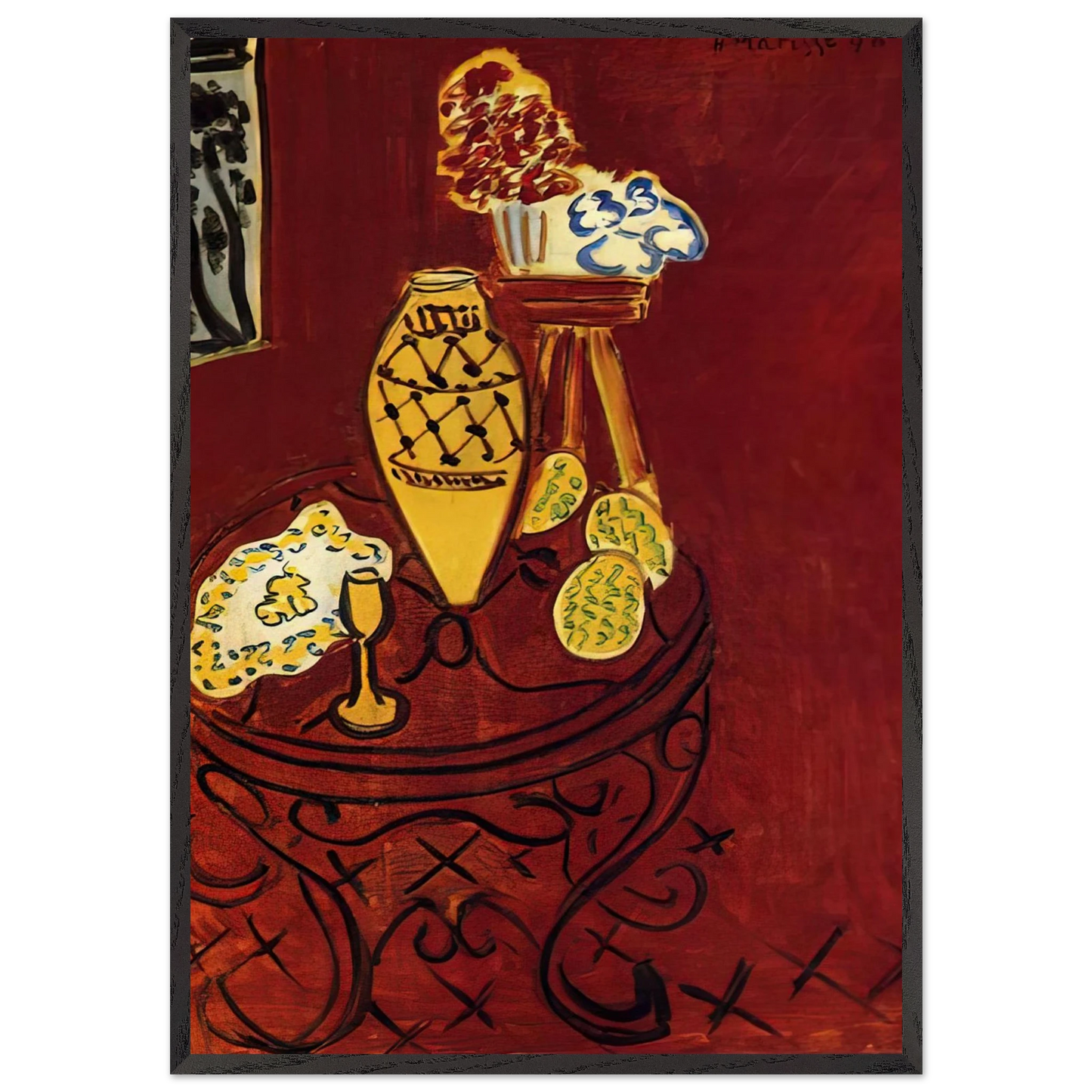 INTERIOR IN VENETIAN RED 1946 - Henri Matisse 70x100 cm / 28x40 inches Framed Art Print – Black Wooden Frame