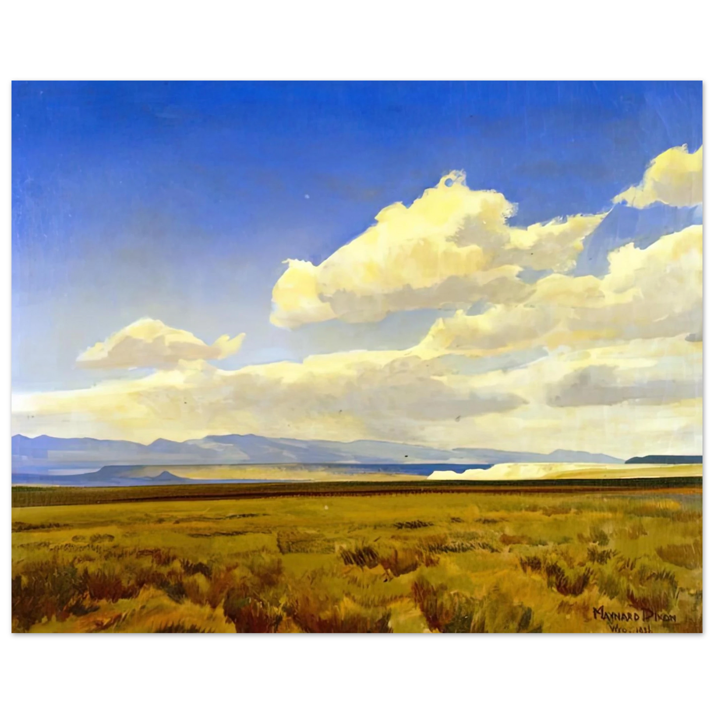 Maynard Dixon - WIND OF WYOMING 1936 Wall art - A1 (59.4 x 84.1  cm) - Premium Wooden Framed Poster With Fine Art Paper-canvas - Wood frame