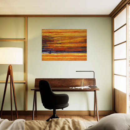 Sailing Vessel at Sea, Sunset - Childe Hassam Brushed Aluminum Print - 70x100 cm / 28x40 inches | Childe Hassam Aluminum Print | Childe Hassam Prints