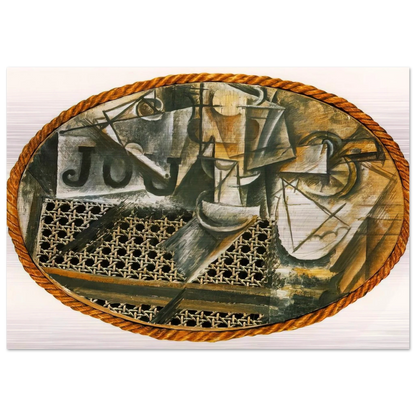 Still Life with Caned Chair - Pablo Picasso Brushed Aluminum Print - 70x100 cm / 28x40 inches | Pablo Picasso Aluminum Print | Pablo Picasso Prints