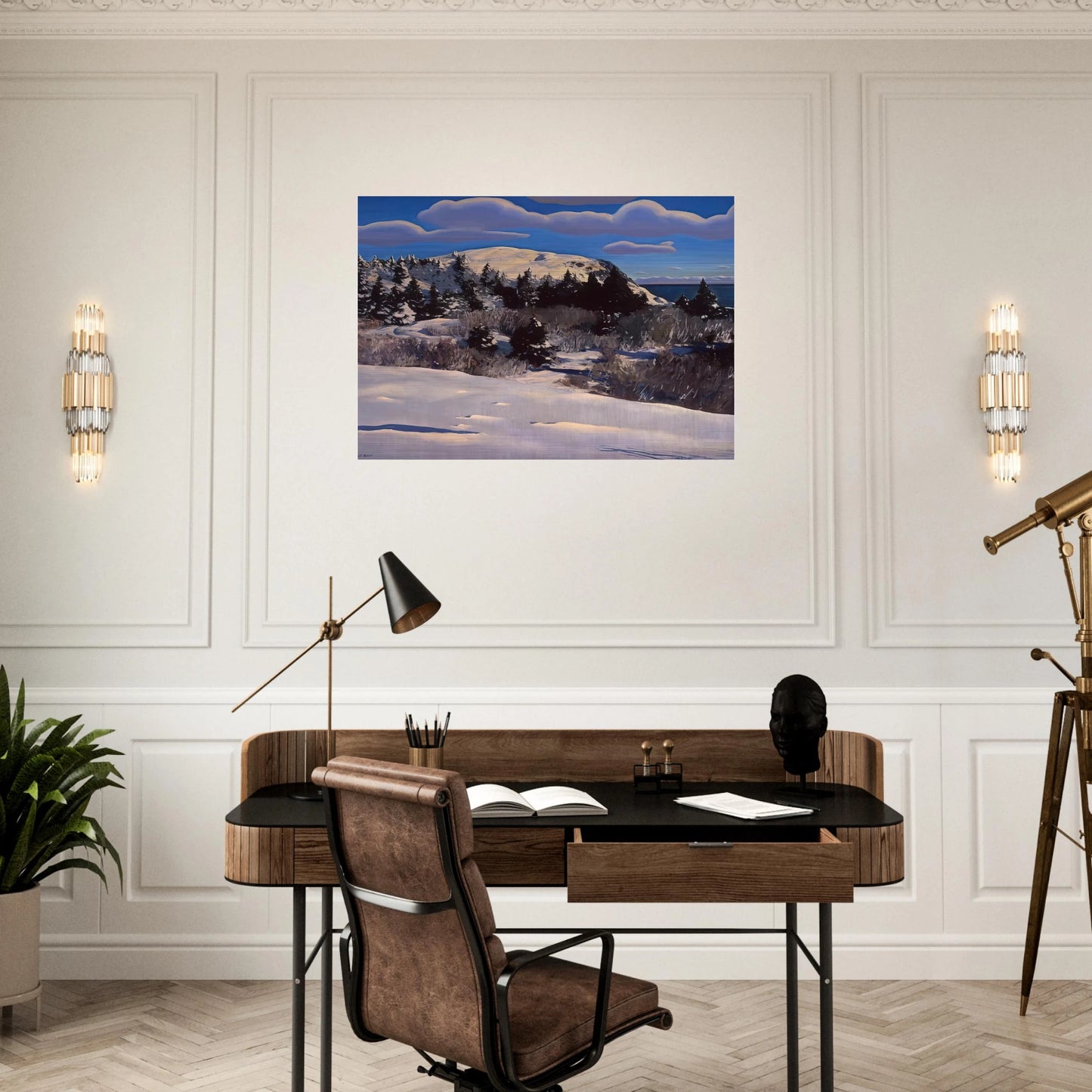 Maine Headland, Winter - Rockwell Kent Brushed Aluminum Print - 70x100 cm / 28x40 inches | Rockwell Kent Aluminum Print | Rockwell Kent Prints