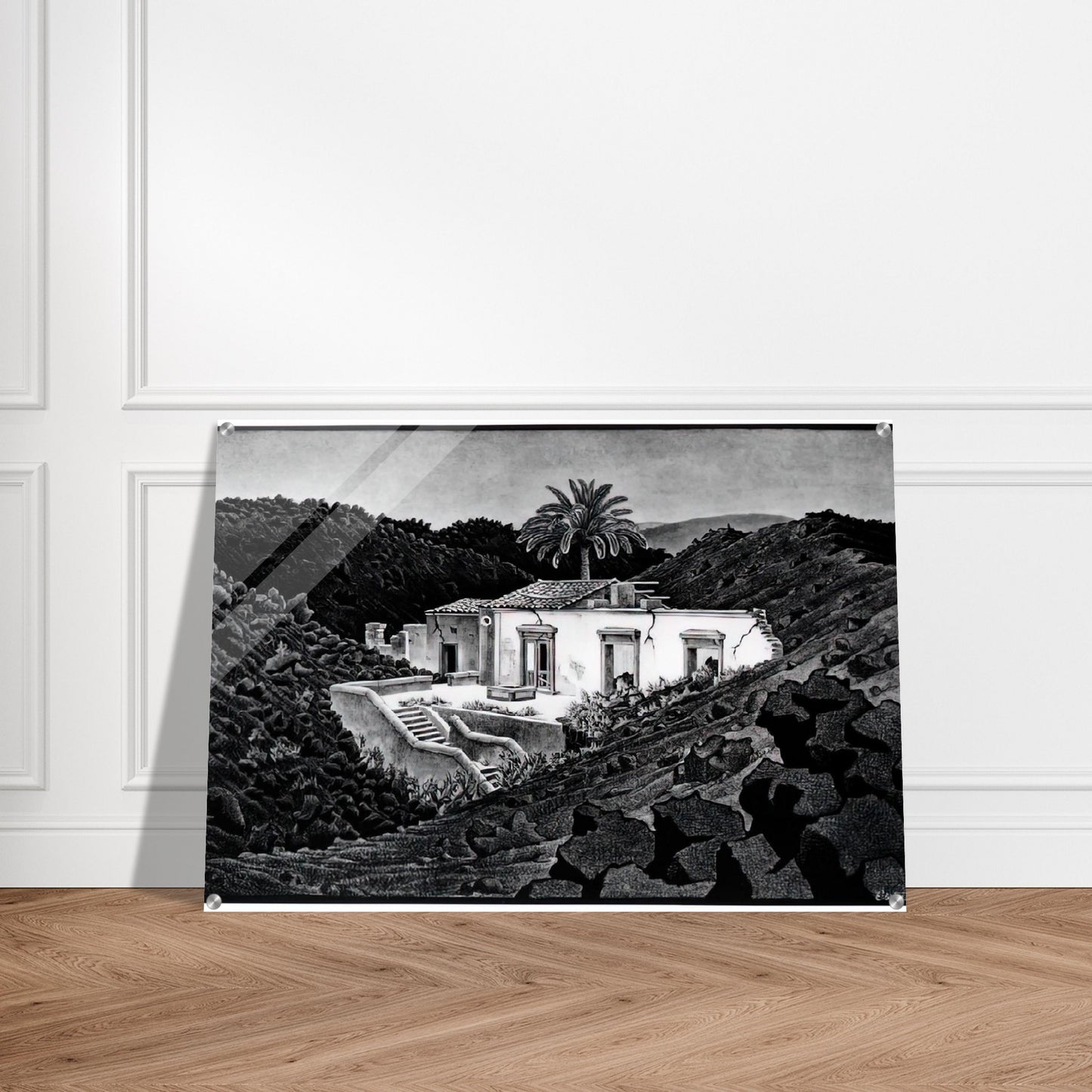 HOUSE IN THE LAVA NEAR NUNZIATA - MC Escher Acrylic Print - 70x100 cm / 28x40″ inches | Maurits Cornelis Escher Prints
