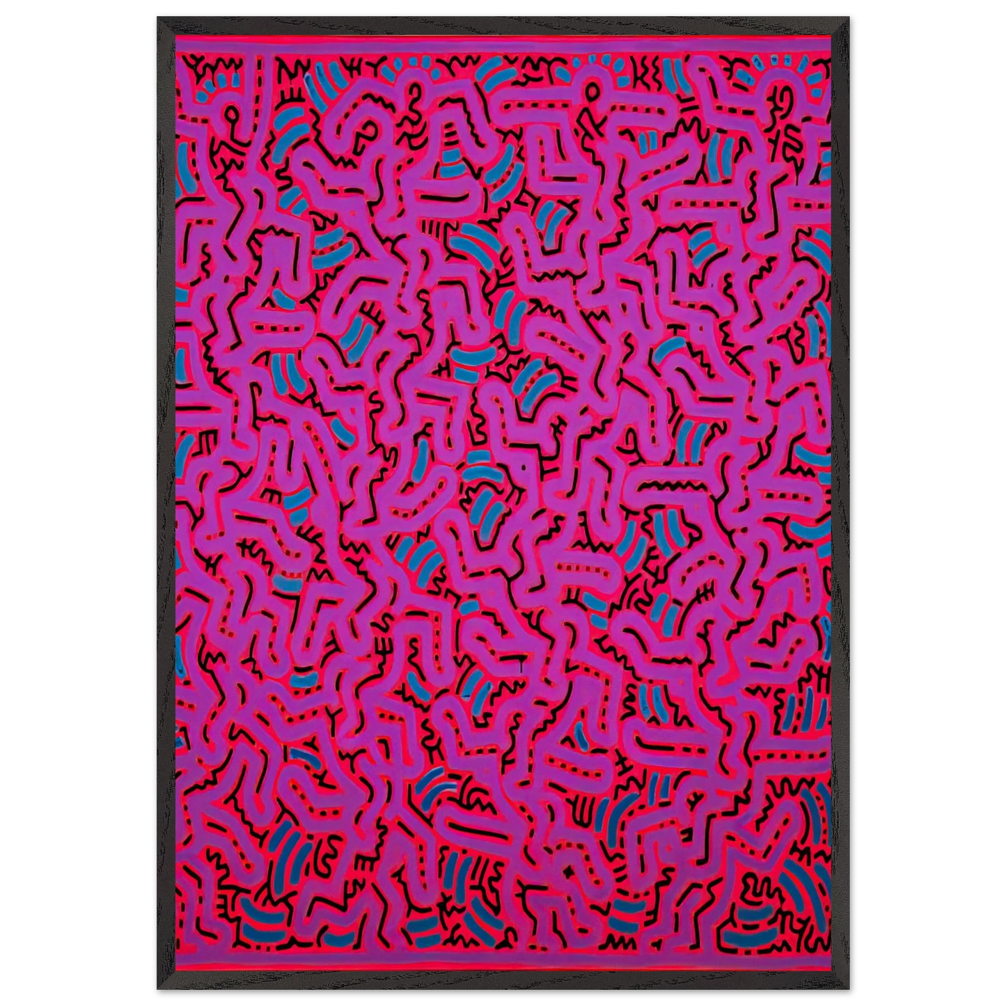 UNTITLED 1984 N1 - Keith Haring 70x100 cm / 28x40 inches Framed Art Print – Black Wooden Frame | Keith Haring Art For Sale