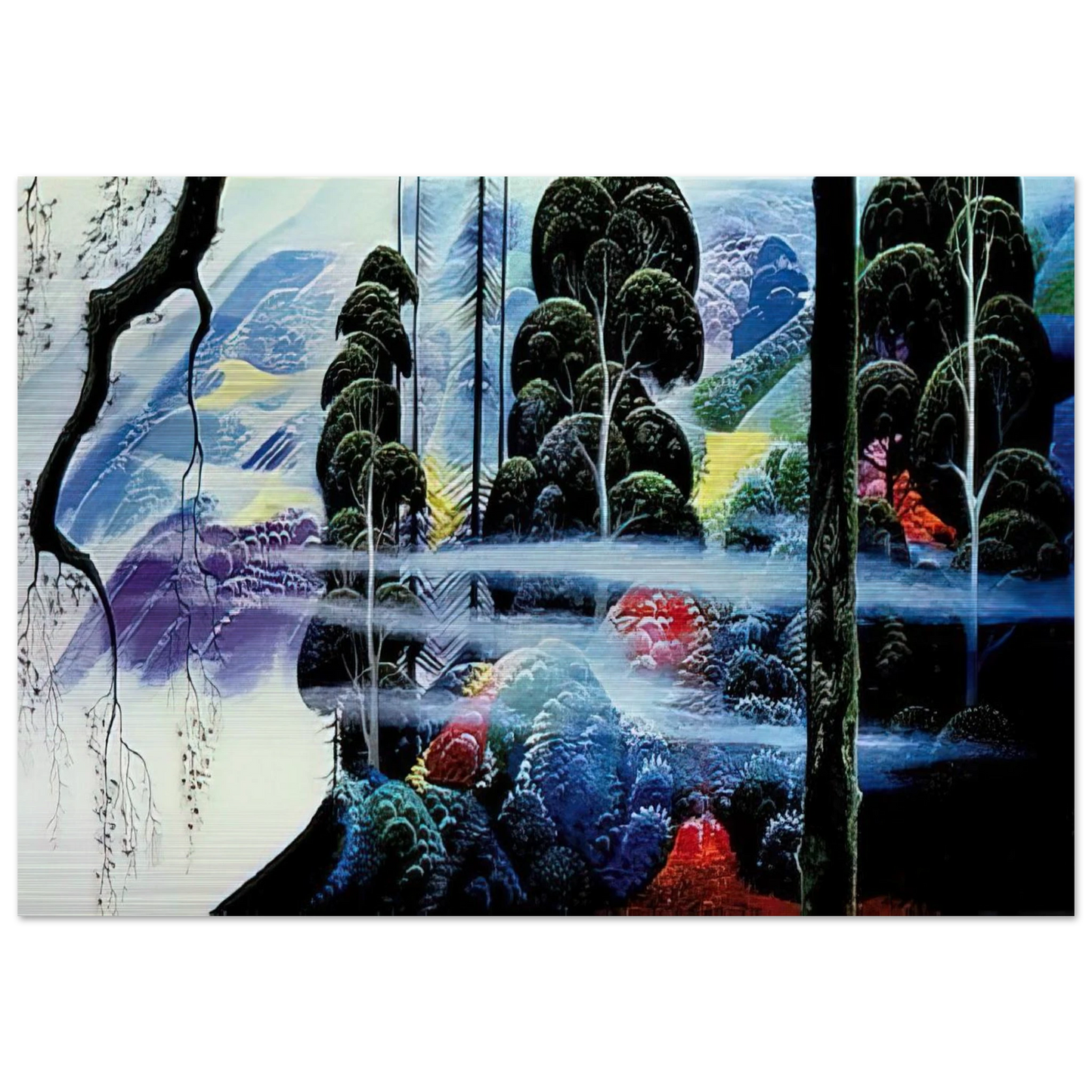 Along the Coast - Eyvind Earle Brushed Aluminum Print - 70x100 cm / 28x40 inches | Eyvind Earle Aluminum Print | Eyvind Earle Prints