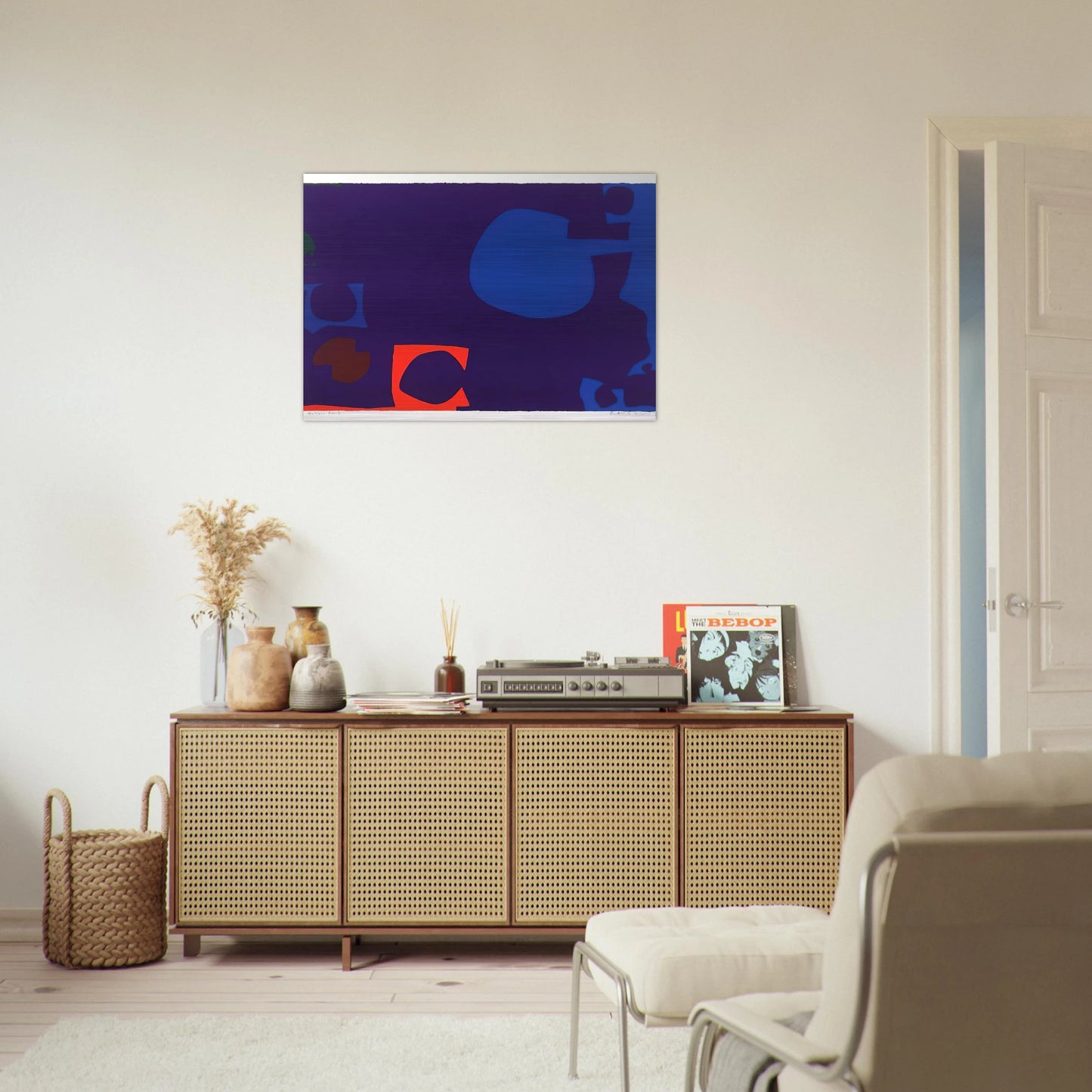 Blue and Deep Violet with Orange, Brown and Green - 1970 - Patrick Heron Brushed Aluminum Print - 70x100 cm / 28x40 inches | Patrick Heron Aluminum Print | Patrick Heron Prints