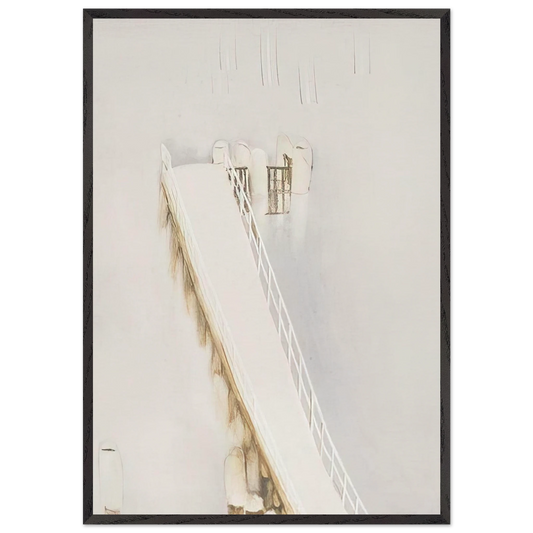 Lavender Bay Pier in the Rain - 1976 - Brett Whiteley 70x100 cm / 28x40 inches Framed Art Print – Black Wooden Frame