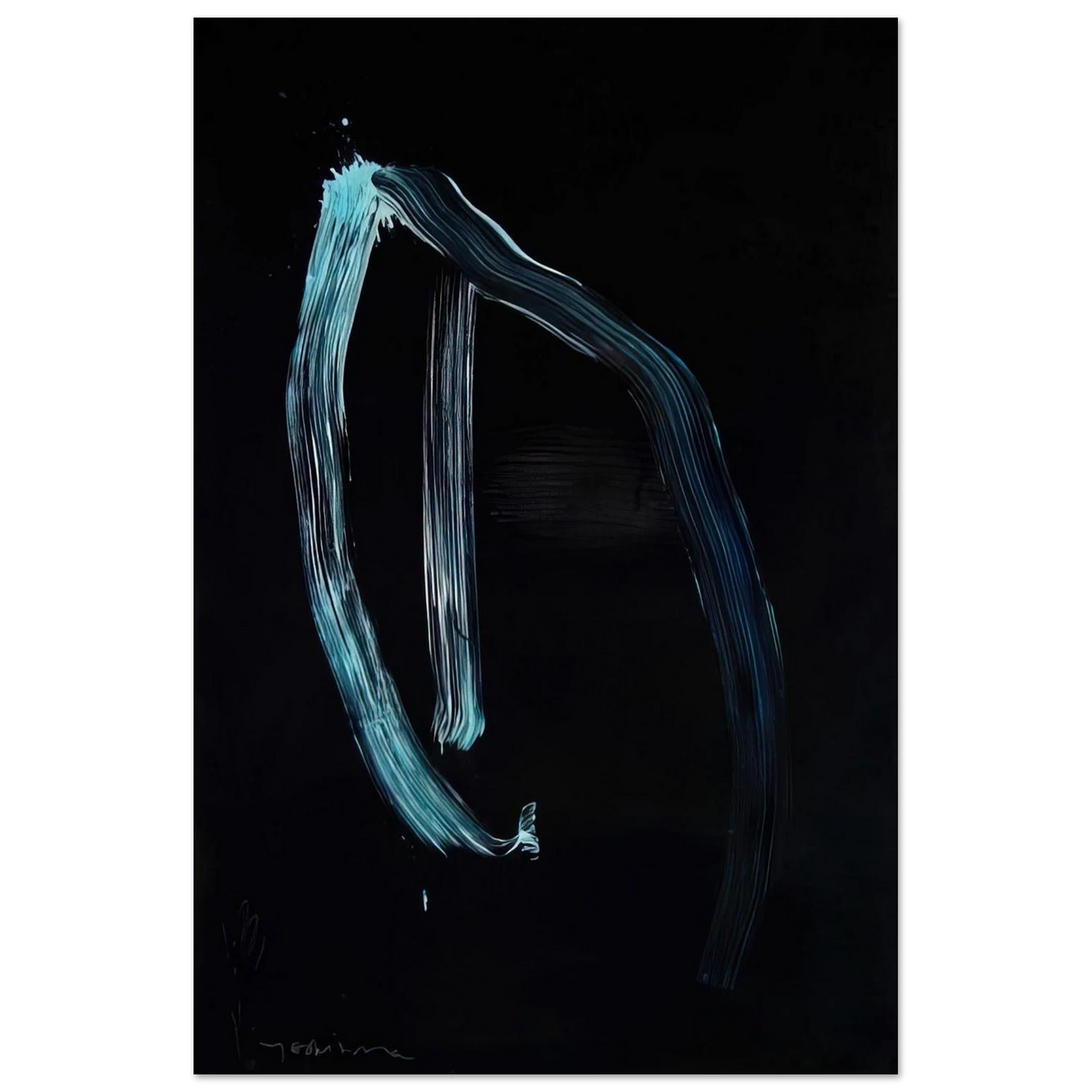 Blue Calligraphic Lines on Dark Blue - 1963 - Jiro Yoshihara Art Prints - 100x150 cm / 40x60″ inches | Jiro Yoshihara Poster | Jiro Yoshihara Prints