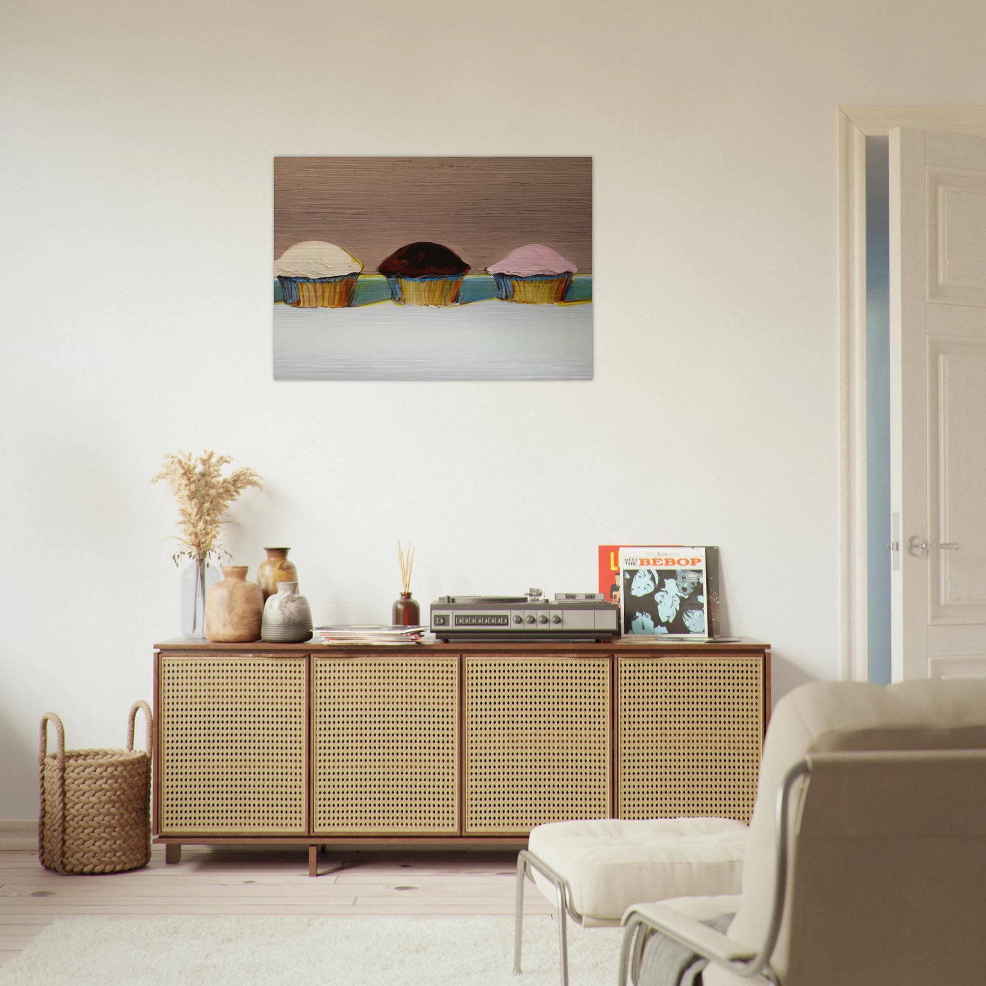 Neapolitan Cupcakes - 2008 - Wayne Thiebaud Brushed Aluminum Print - 70x100 cm / 28x40 inches | Wayne Thiebaud Aluminum Print | Wayne Thiebaud Prints