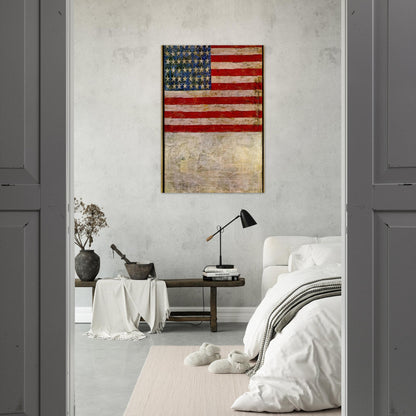 FLAG ABOVE WHITE - Jasper Johns Brushed Aluminum Print - 70x100 cm / 28x40 inches | Jasper Johns Aluminum Print | Jasper Johns Prints