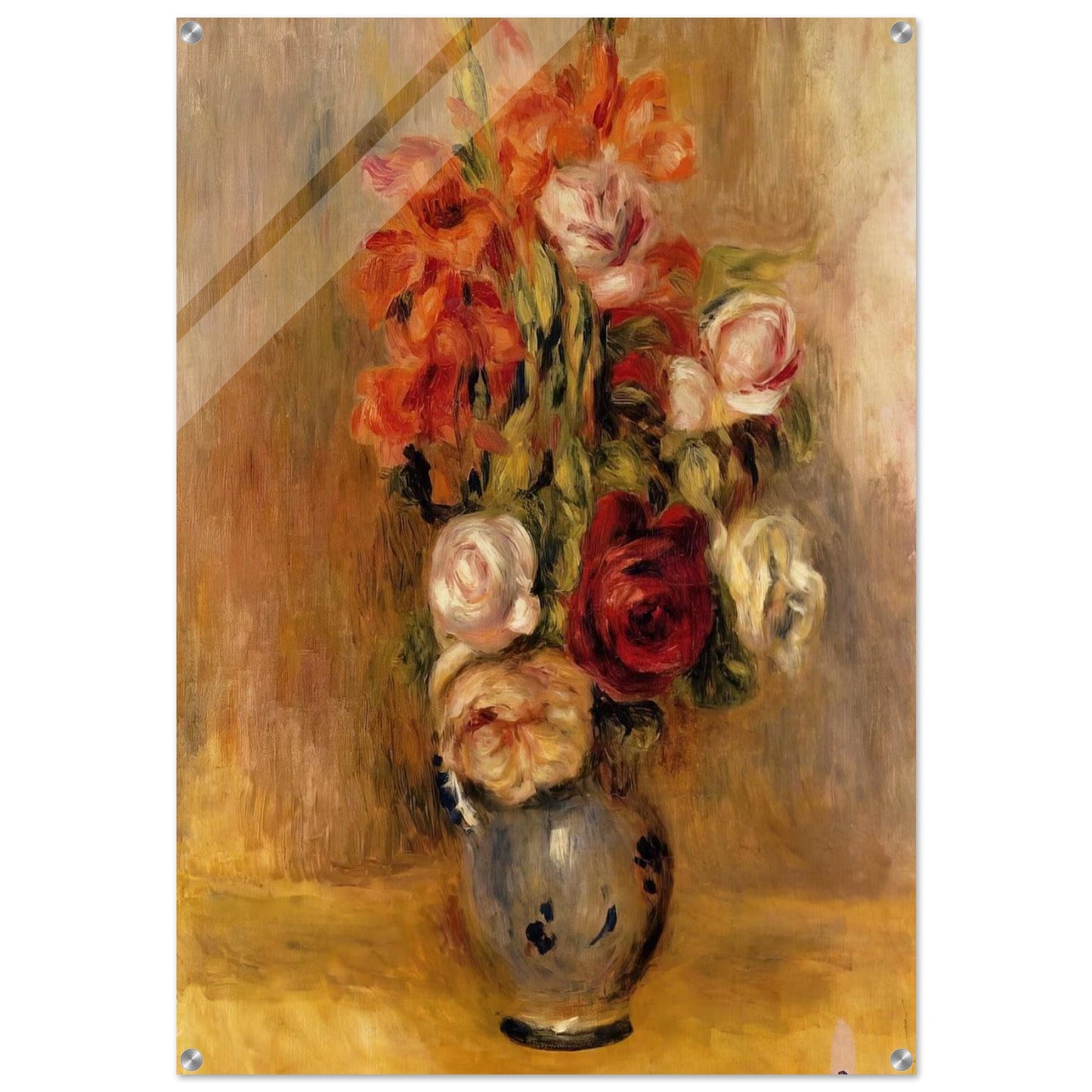 Vase of Gladiolas and Roses - Pierre-Auguste Renoir Acrylic Print - 70x100 cm / 28x40″ inches | Pierre-Auguste Renoir Wall Art | Pierre-Auguste Renoir Prints