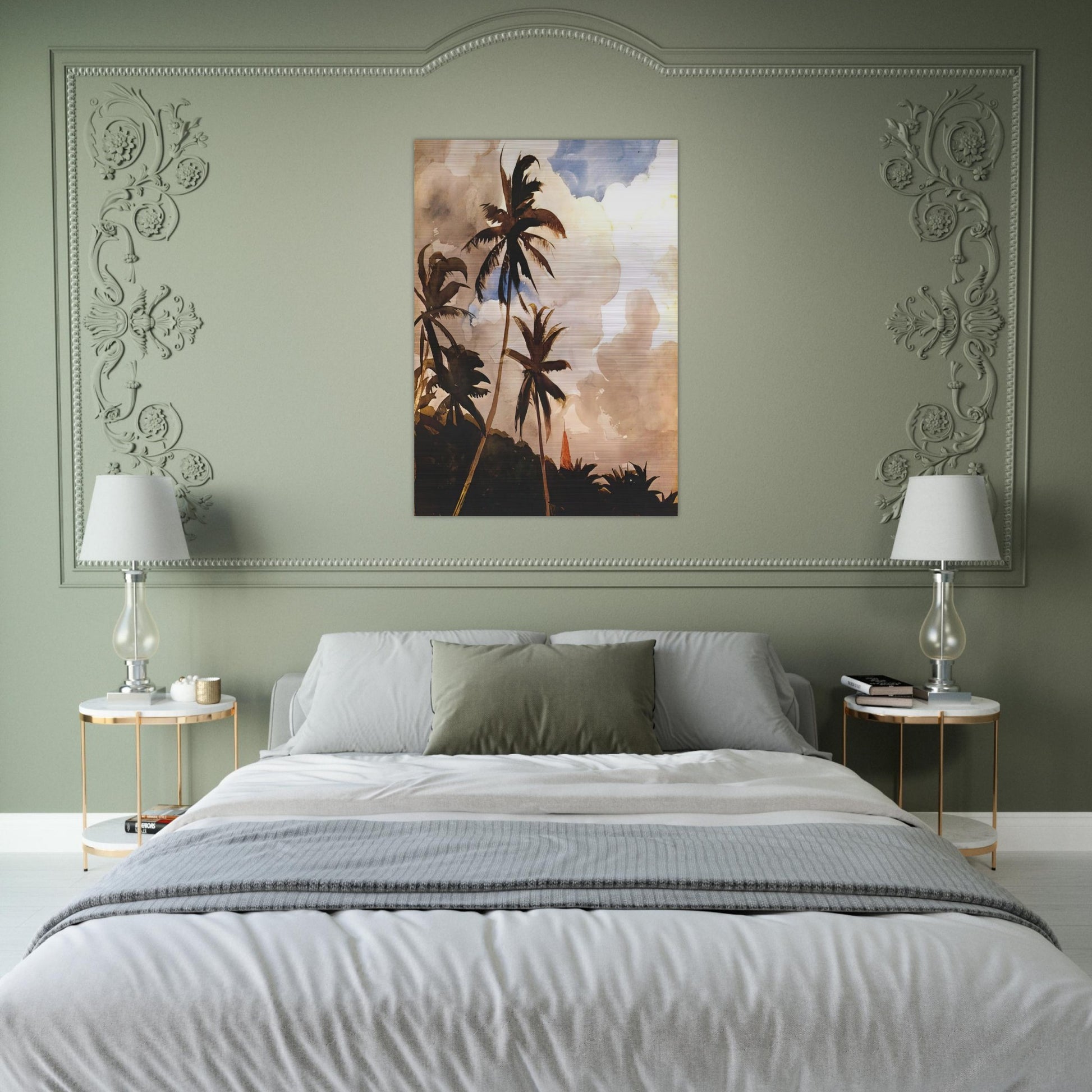 PALM TREES BAHAMAS - Winslow Homer Brushed Aluminum Print - 70x100 cm / 28x40 inches | Winslow Homer Aluminum Print | Winslow Homer Prints