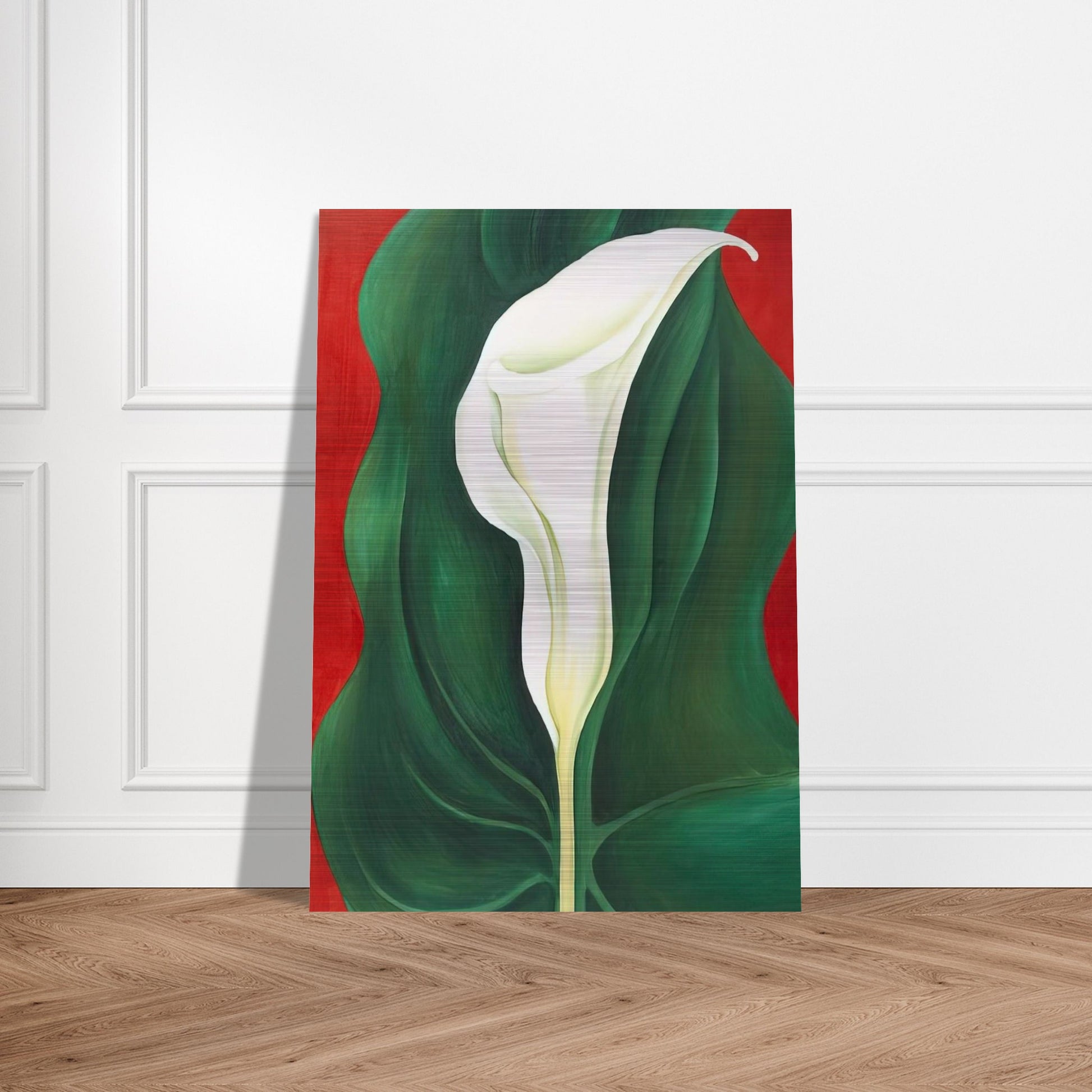Single Calla Lily  Red  - Georgia O'Keeffe Brushed Aluminum Print - 70x100 cm / 28x40 inches | Georgia O'Keeffe Aluminum Print | Georgia O'Keeffe Prints