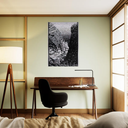 ATRANI COAST OF AMALFI 1 - MC Escher Brushed Aluminum Print - 70x100 cm / 28x40 inches | MC Escher Aluminum Print | MC Escher Prints