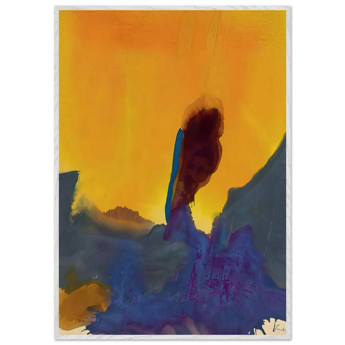 Helen Frankenthaler - Glow II - 1968 Wall art - 30x40 cm / 12x16 inches - Premium Wooden Framed Poster With Fine Art Paper-canvas - White frame
