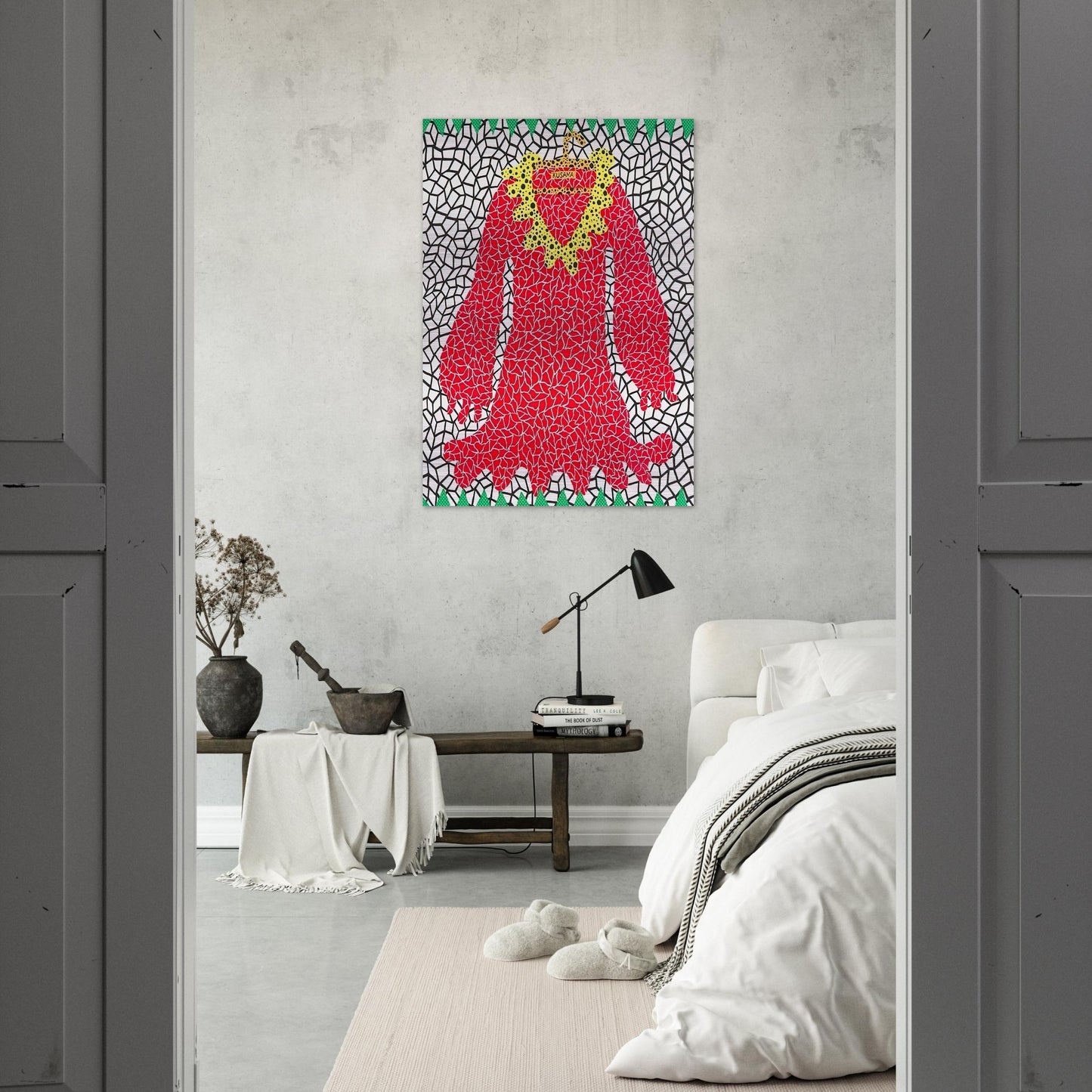DRESS 1982 - Yayoi Kusama Brushed Aluminum Print - 70x100 cm / 28x40 inches | Yayoi Kusama Aluminum Print | Yayoi Kusama Prints