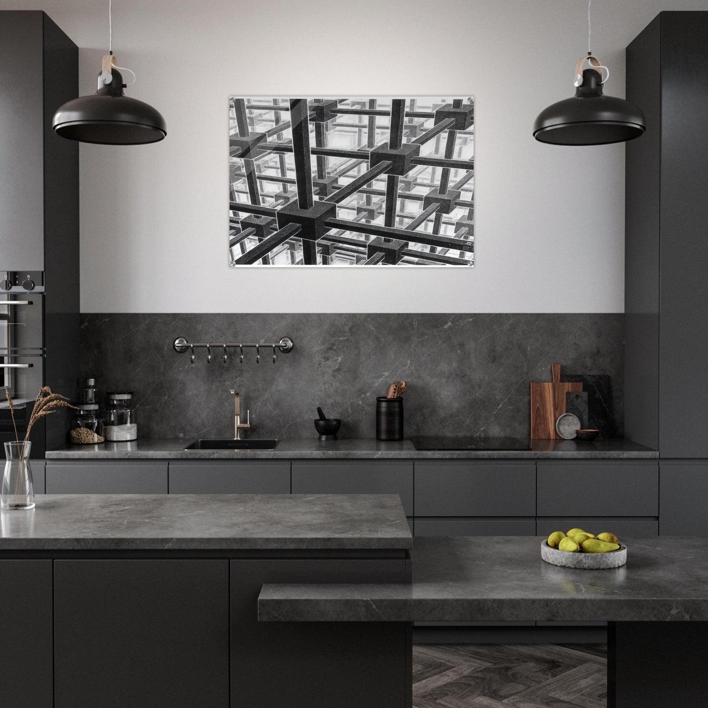 CUBIC SPACE DIVISION - MC Escher Acrylic Print - 70x100 cm / 28x40″ inches | MC Escher Wall Art | MC Escher Prints