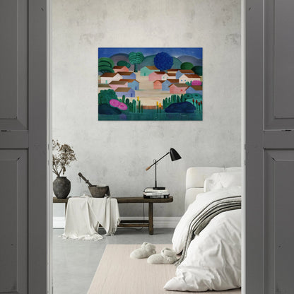 Landscape with Sixteen Houses - Tarsila do Amaral Brushed Aluminum Print - 70x100 cm / 28x40 inches | Tarsila do Amaral Aluminum Print | Tarsila do Amaral Prints