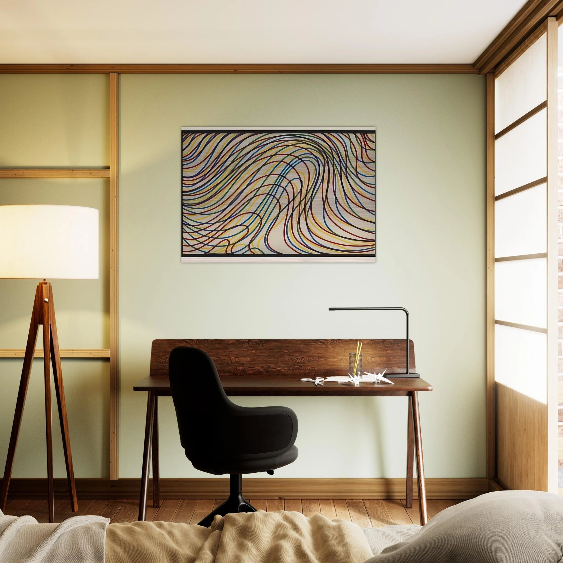 Wavy Lines with Black Border - Sol LeWitt Brushed Aluminum Print - 70x100 cm / 28x40 inches | Sol LeWitt Aluminum Print | Sol LeWitt Prints