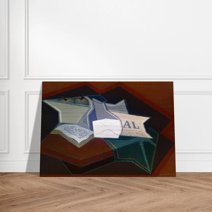 COMPOTIER CARAFE AND OPEN BOOK - Juan Gris Brushed Aluminum Print - 70x100 cm / 28x40 inches | Juan Gris Aluminum Print | Juan Gris Prints