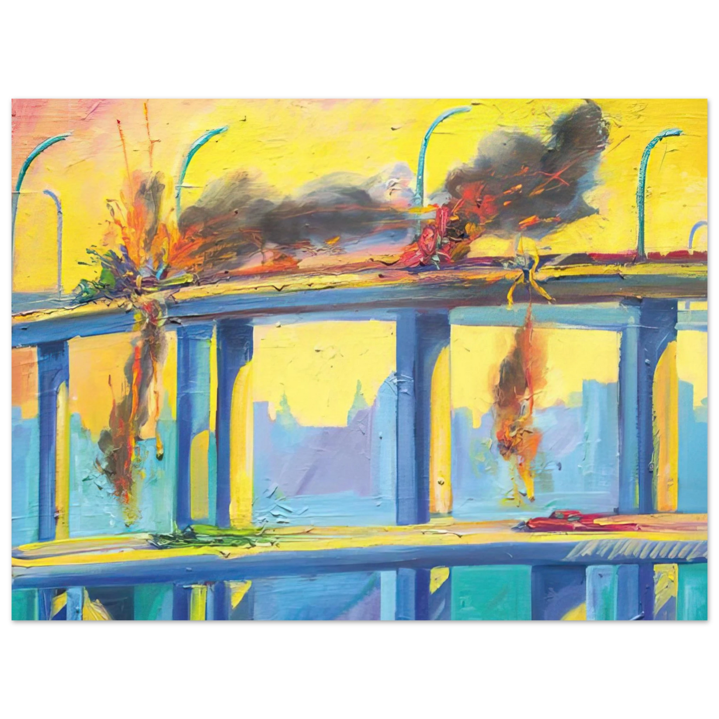 Carlos Almaraz - Sunset Crash - 1982  75x100 cm / 30x40inches Fine Art Poster