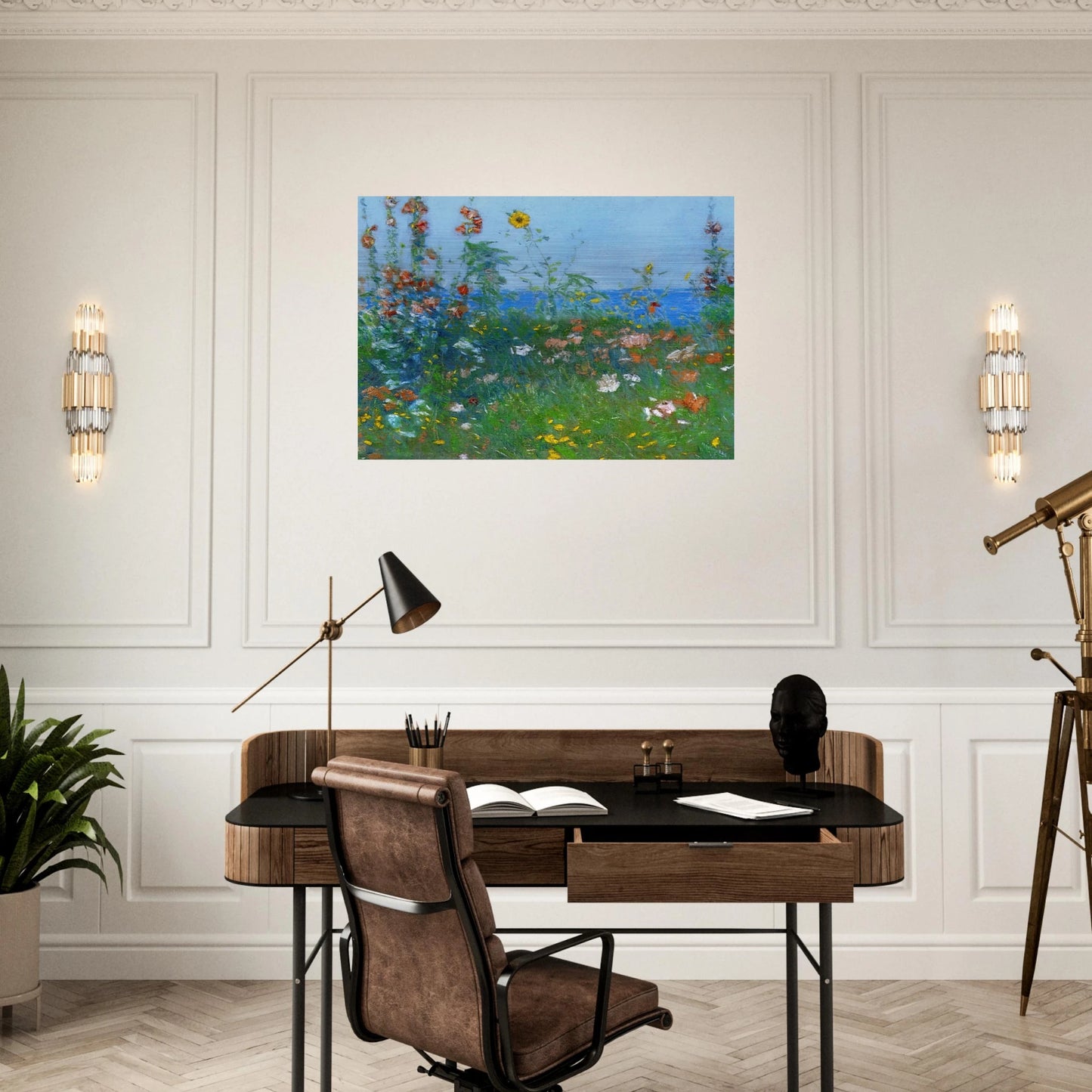 Poppies, Isles of Shoals 03 - Childe Hassam Brushed Aluminum Print - 70x100 cm / 28x40 inches | Childe Hassam Aluminum Print | Childe Hassam Prints