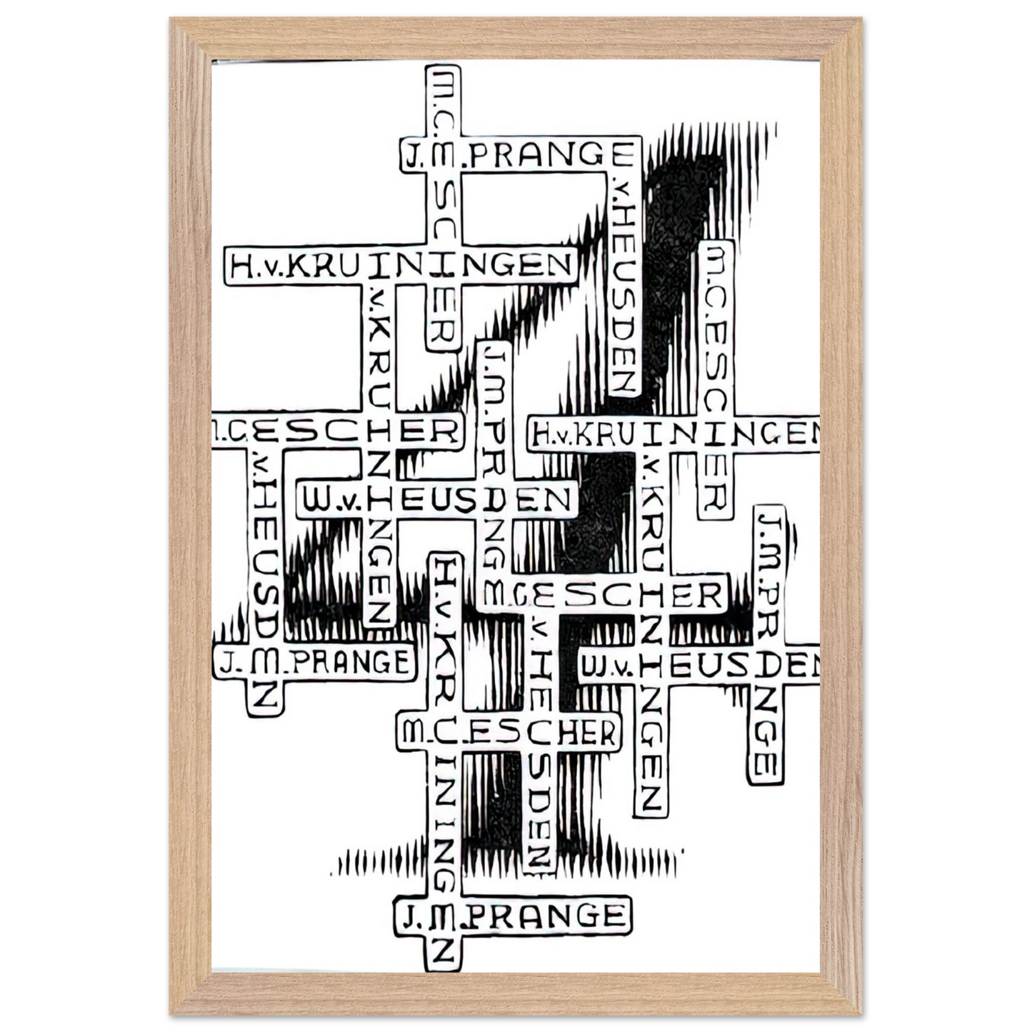 MC Escher - ESCHER (29) Wall Art - 30x40 cm / 12x16 inches - Premium Wooden Framed Poster With Fine Art Paper-canvas - White frame