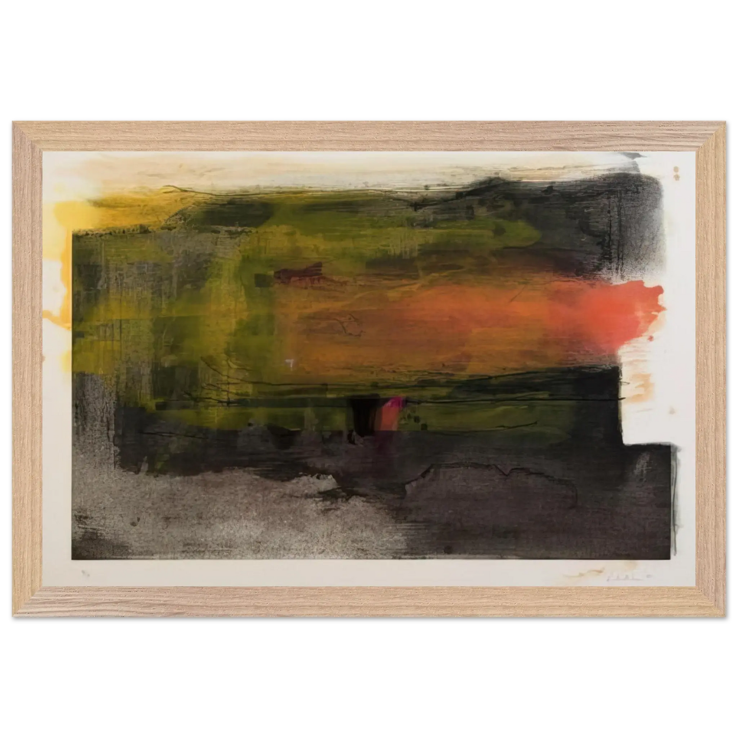 Helen Frankenthaler - Deep Sun - 1983 Wall art - A1 (59.4 x 84.1  cm) - Premium Wooden Framed Poster With Fine Art Paper - Black frame