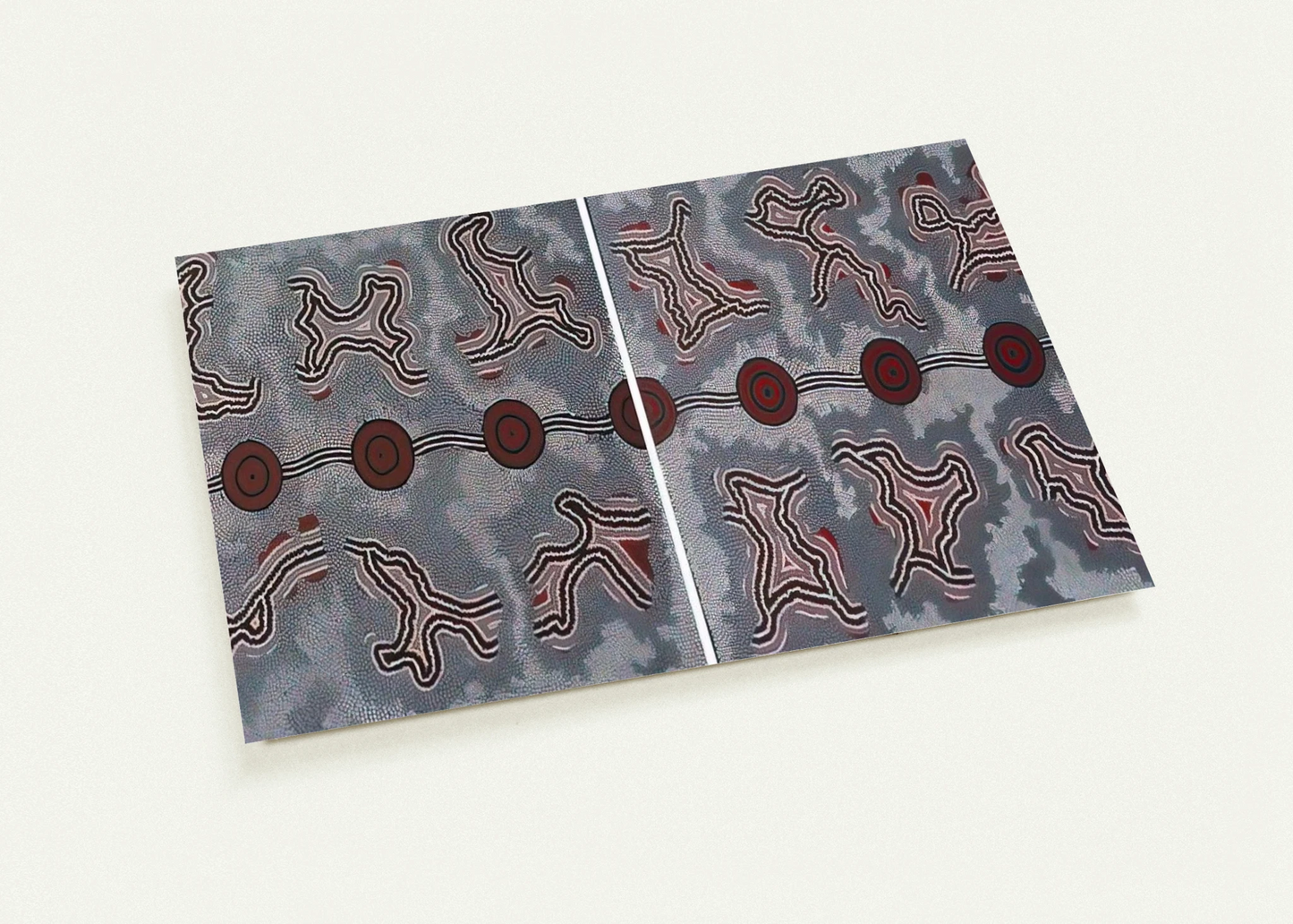 Narripi Dreaming Diptych - 1990 By Clifford Possum Tjapaltjarri Pack of 10 Post Cards | Clifford Possum Tjapaltjarri Post Cards | A6 (10.5 x 14.8 cm) - 4.1 x 5.8 inches