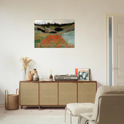 Poppy Field in a Hollow near Giverny - claude monet Brushed Aluminum Print - 70x100 cm / 28x40 inches | claude monet Aluminum Print | claude monet Prints