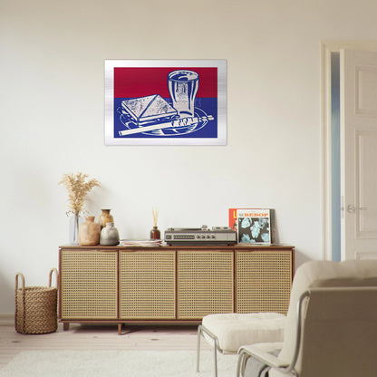 SANDWICH AND SODA 1964 - Roy Lichtenstein Brushed Aluminum Print - 70x100 cm / 28x40 inches | Roy Lichtenstein Aluminum Print | Roy Lichtenstein Prints