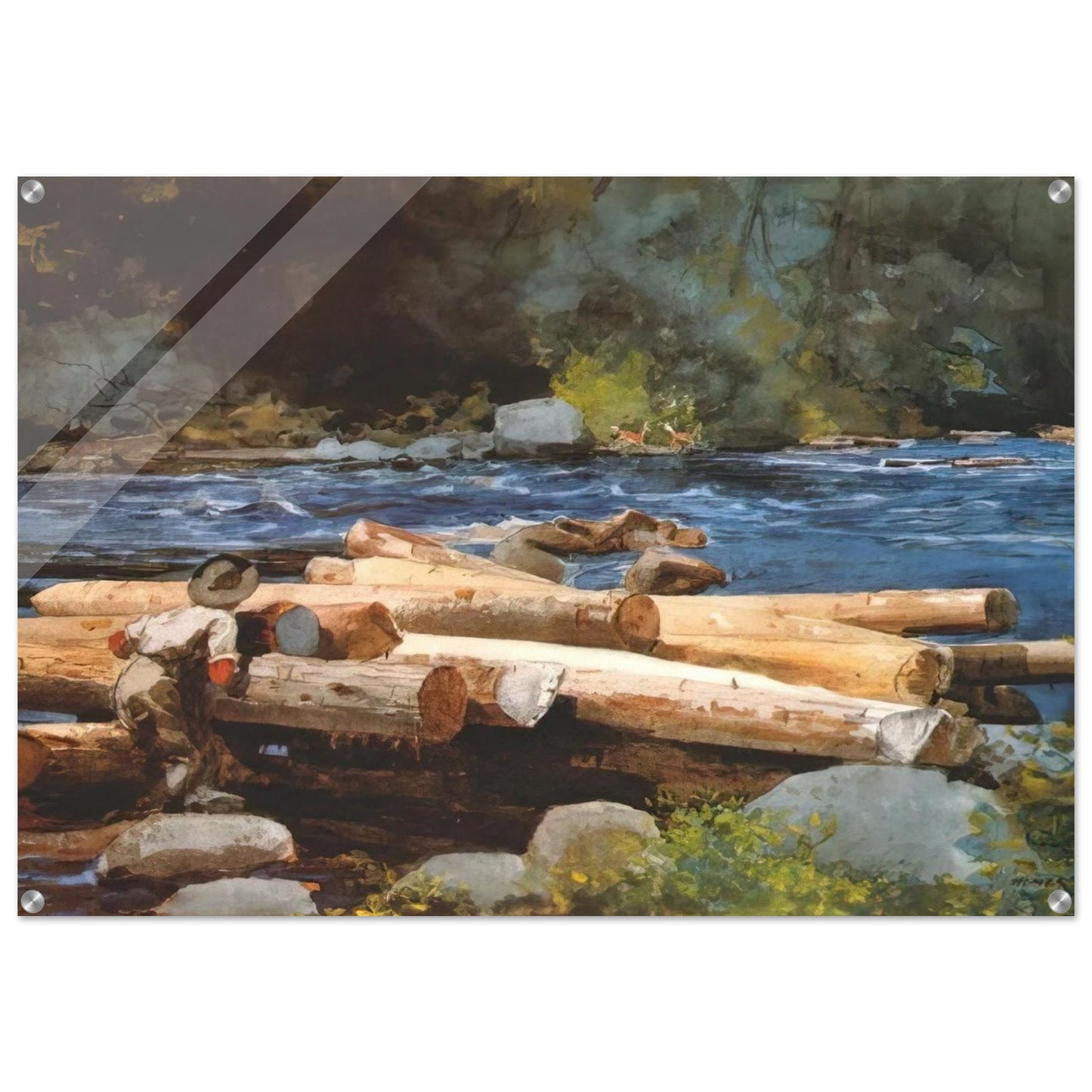 HUDSON RIVER - Winslow Homer Acrylic Print - 70x100 cm / 28x40″ inches | Winslow Homer Wall Art | Winslow Homer Prints