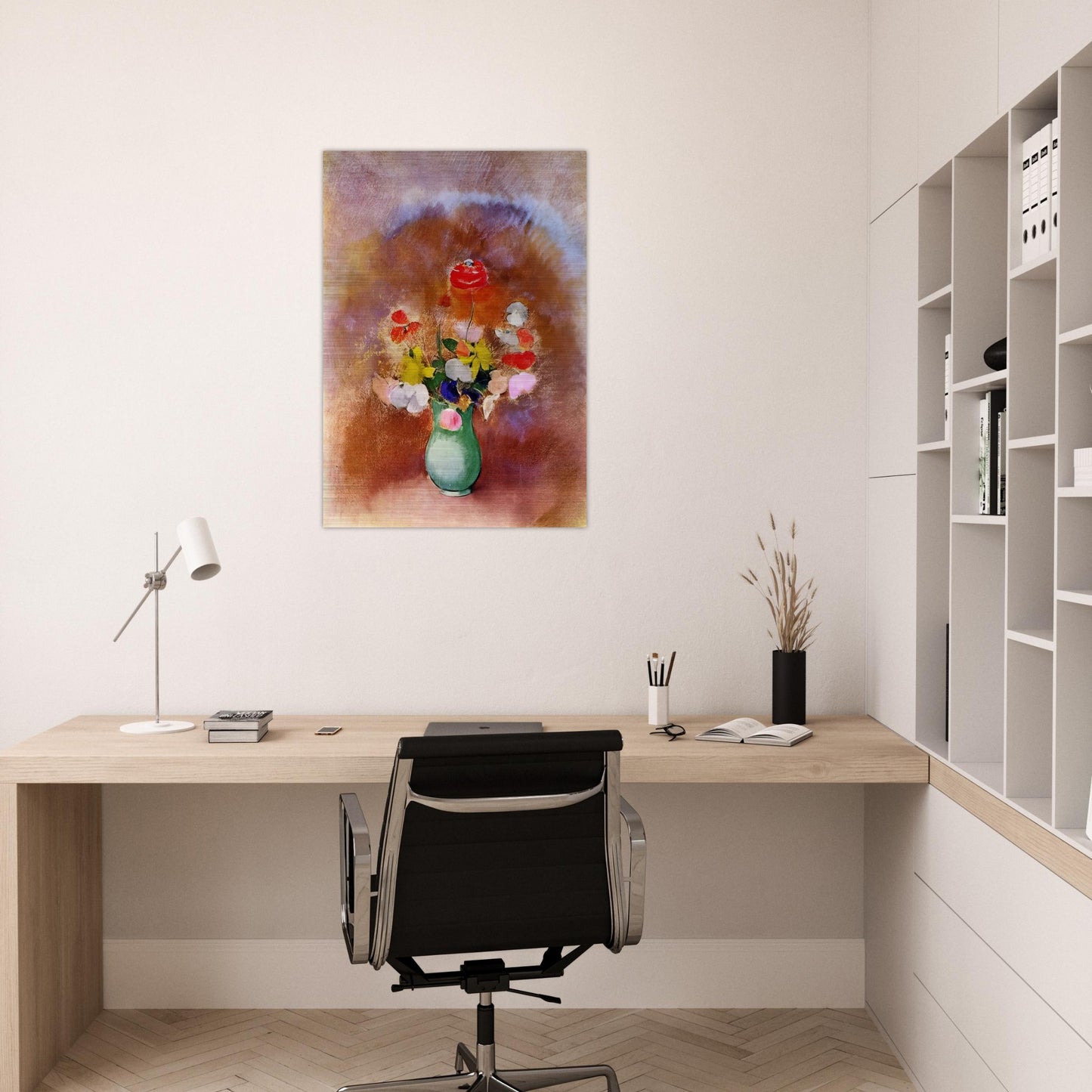 POPPIES IN A VASE - Odilon Redon Brushed Aluminum Print - 70x100 cm / 28x40 inches | Odilon Redon Aluminum Print | Odilon Redon Prints