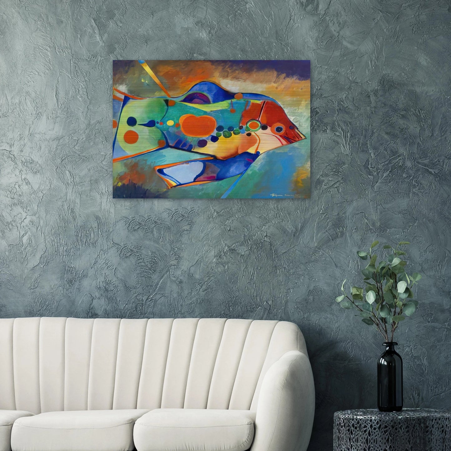 Fish - Naïve Art Primitivism - Aldemir Martins Brushed Aluminum Print - 70x100 cm / 28x40 inches | Aldemir Martins Aluminum Print | Aldemir Martins Prints