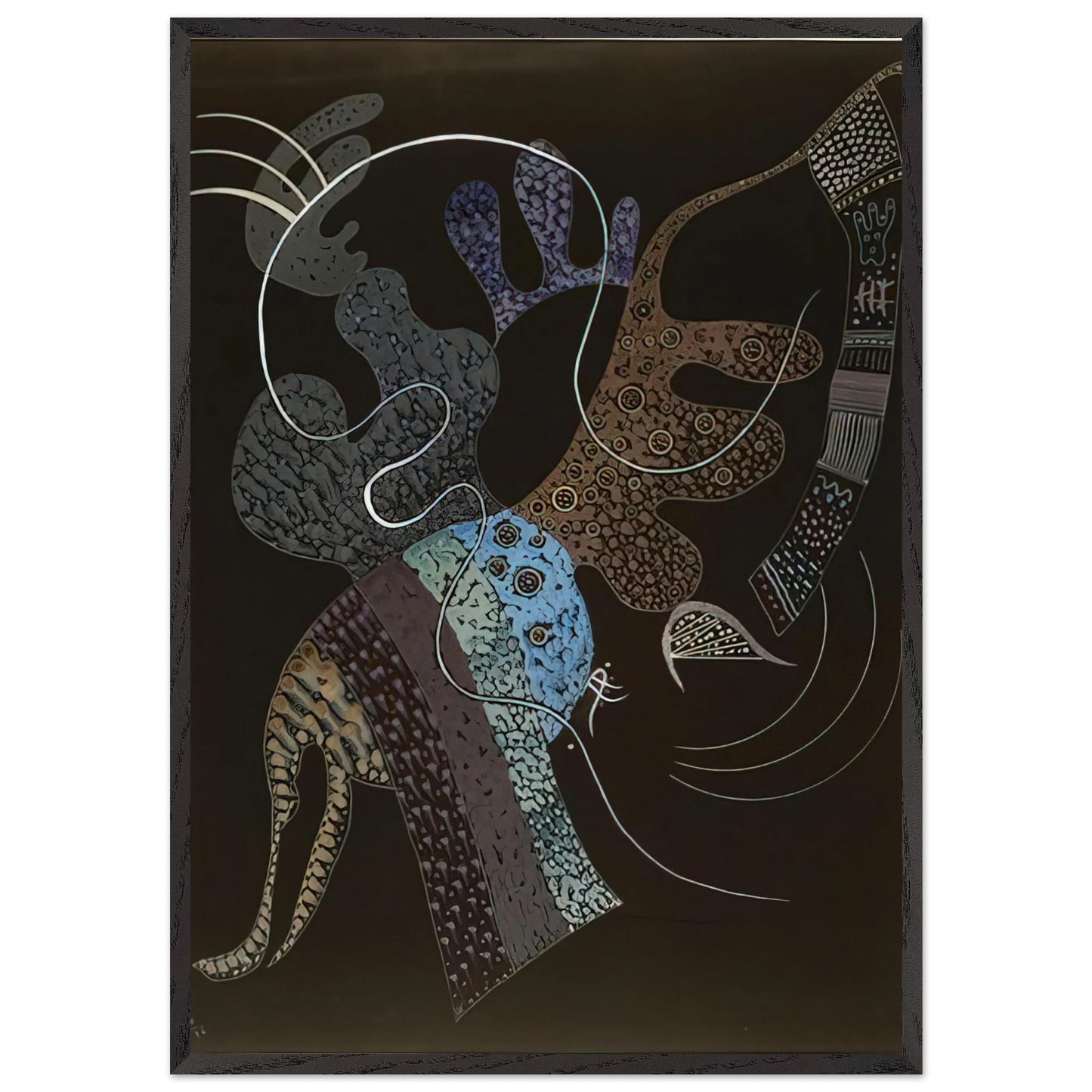WHITE LINE 1936 - Wassily Kandinsky 70x100 cm / 28x40 inches Framed Art Print – Black Wooden Frame