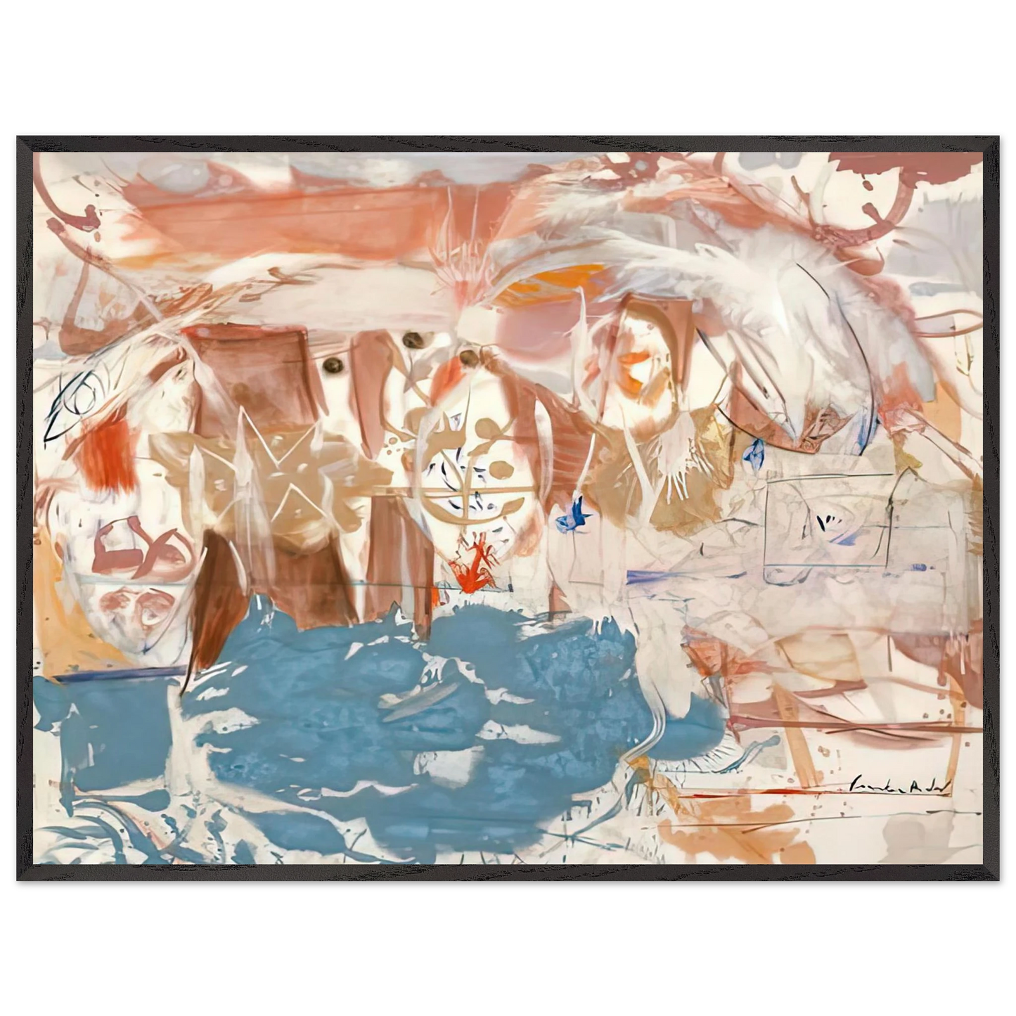 Helen Frankenthaler - Dawn After the Storm, 1957- Wall Art - 21x29.7 cm / 8x12" - Premium Wooden Framed Poster With Fine Art Paper-canvas - White frame