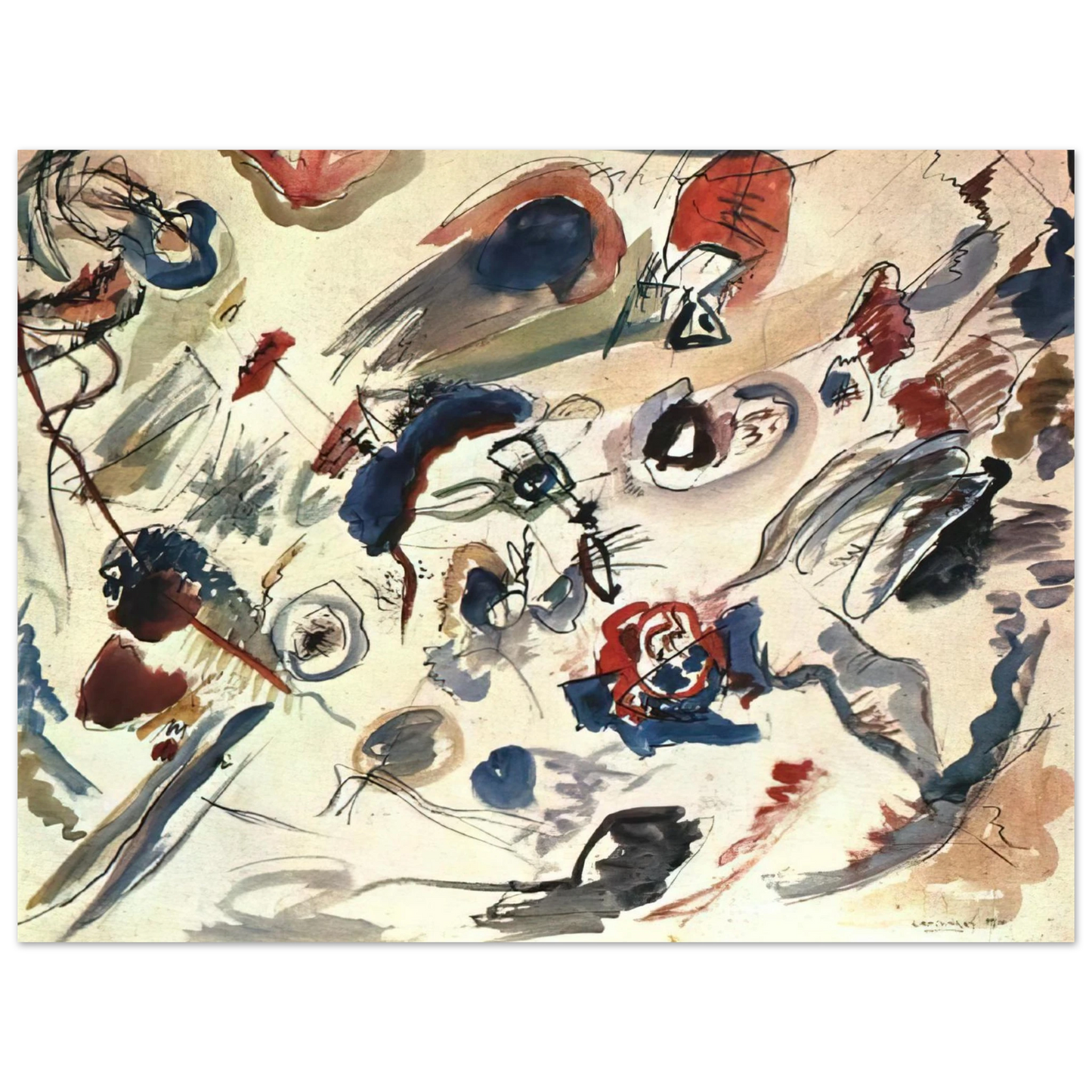 Wassily Kandinsky - FIRST ABSTRACT WATERCOLOR 1910  75x100 cm / 30x40inches Fine Art Poster