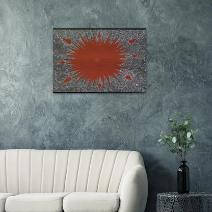 Dreaming Story at Warlugulong - 1976 - Clifford Possum Tjapaltjarri Brushed Aluminum Print - 70x100 cm / 28x40 inches | Clifford Possum Tjapaltjarri Aluminum Print | Clifford Possum Tjapaltjarri Prints